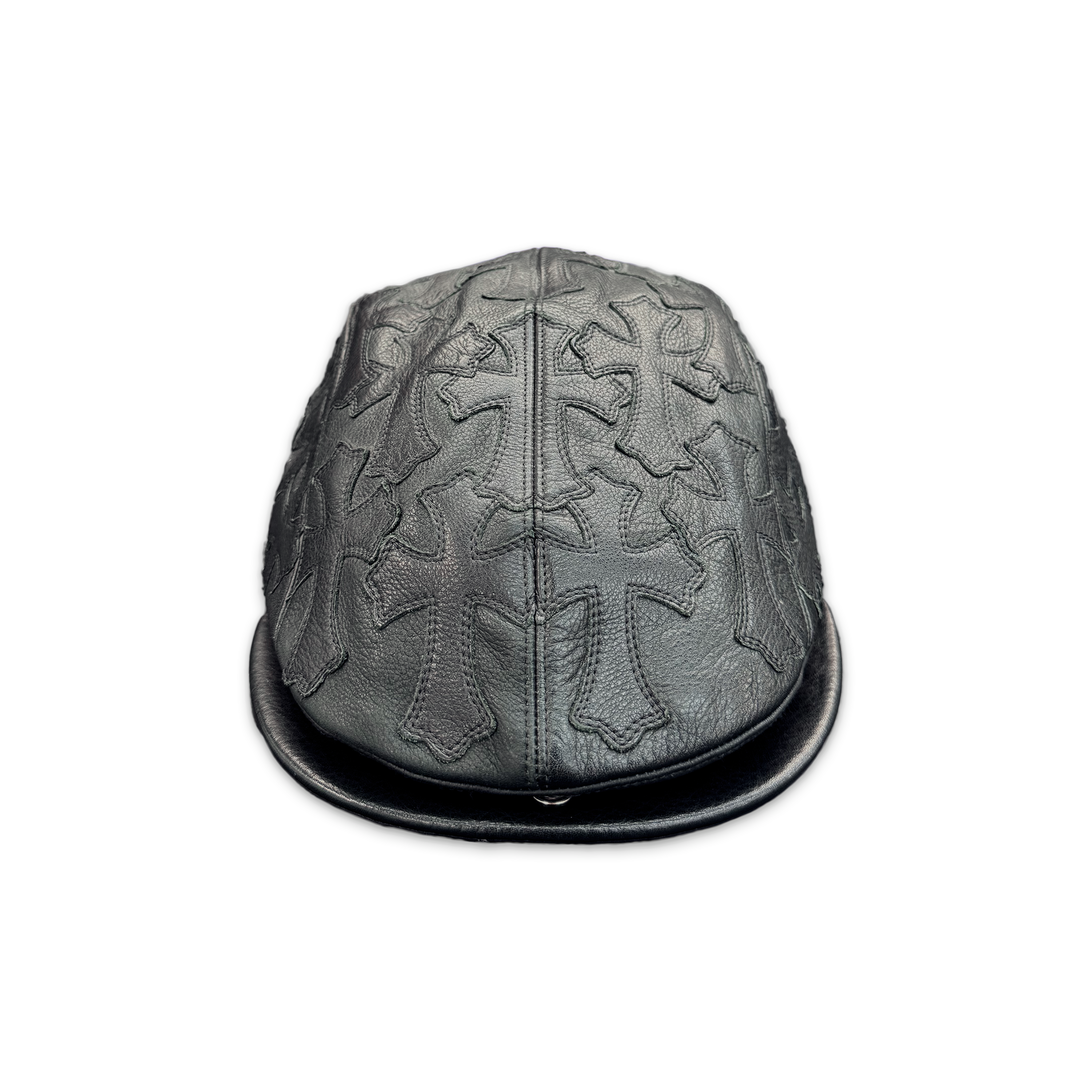 Chrome Hearts, Leather Cross Patch Ivy Skelly Hat "Black"