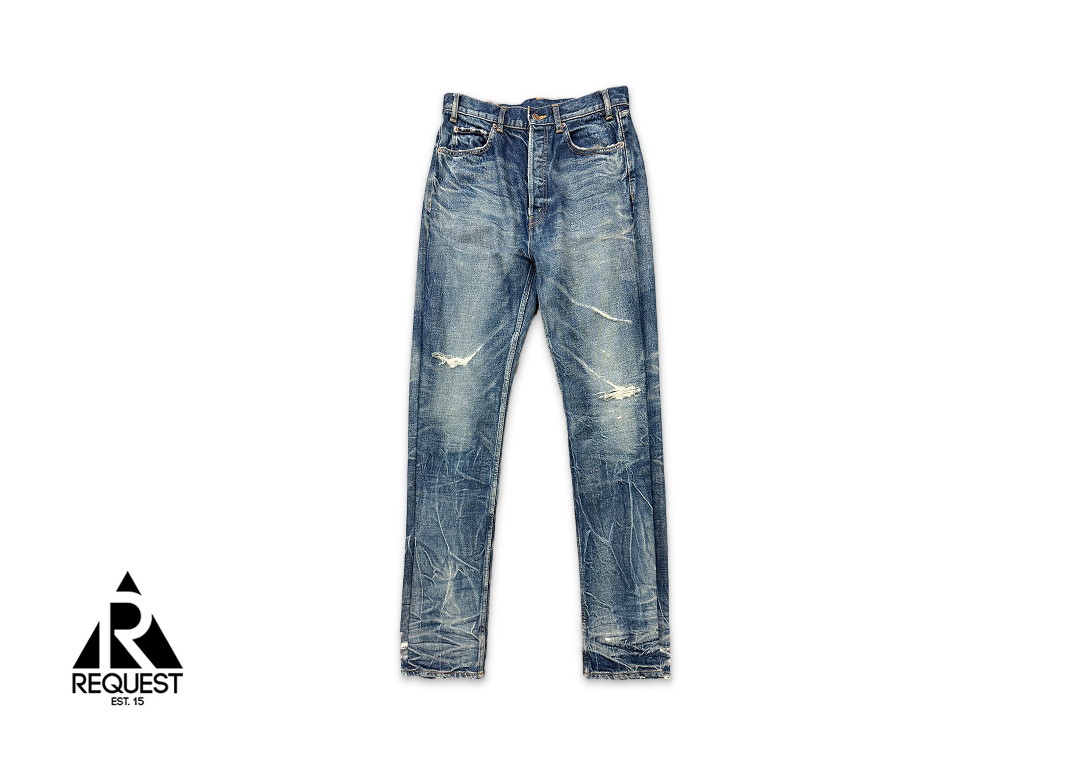 Celine M_RE_008 21SS Distressed Salvaged Denim Jeans “Blue”