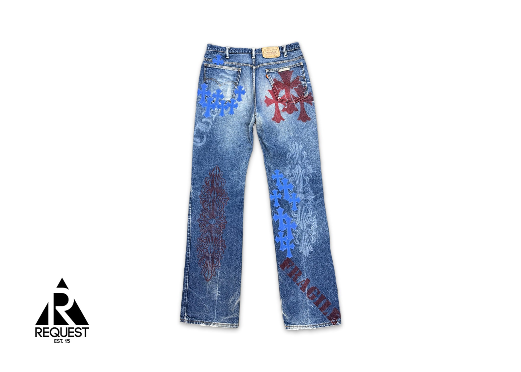 Chrome Hearts, Levi's Medium Blue Stencil Denim "Blue Crosses"