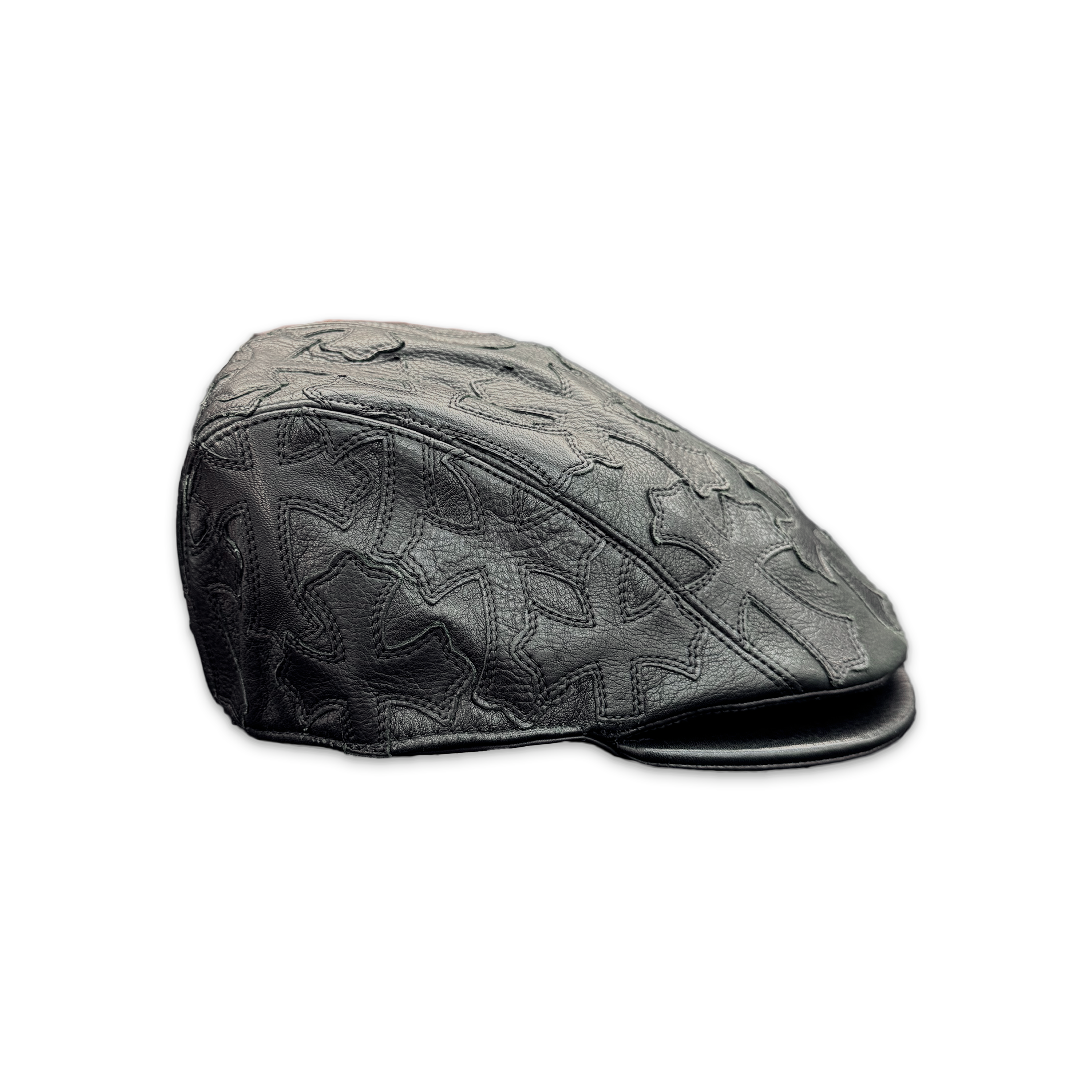 Chrome Hearts, Leather Cross Patch Ivy Skelly Hat "Black"