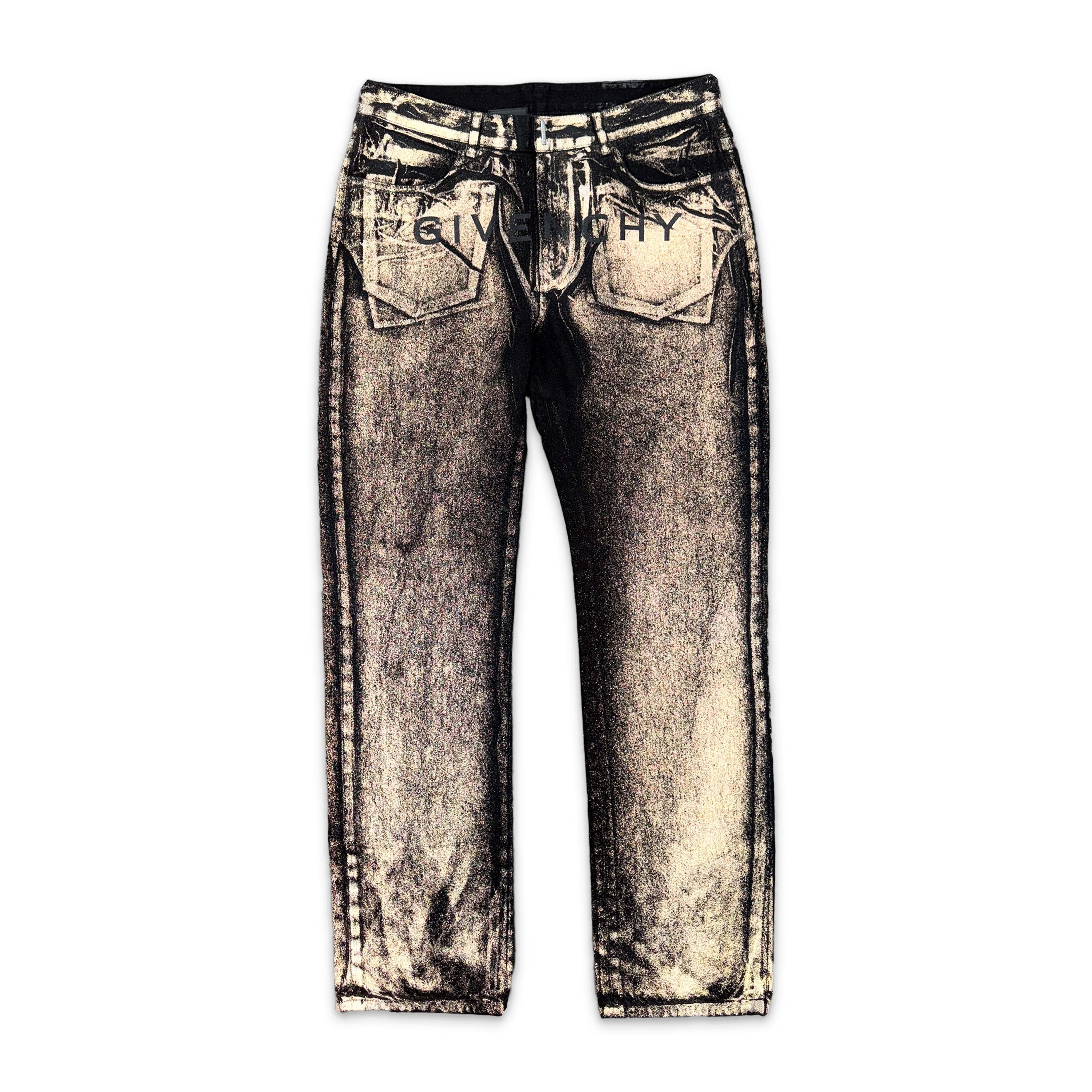 Givenchy, Straight Reflective Painted Pattern Jeans "Black"