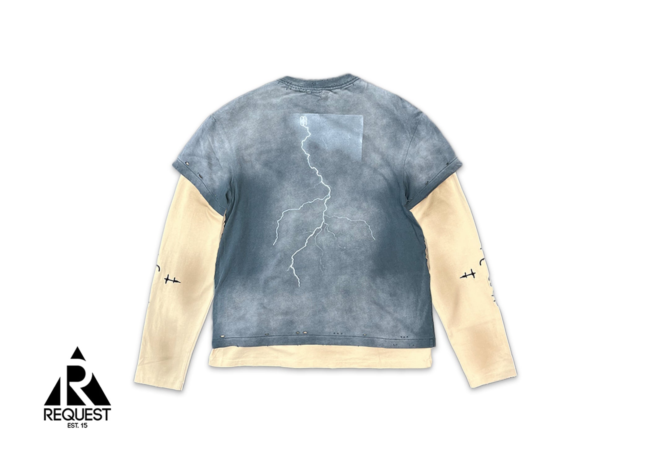 Birth of Royal Child, Three-Piece Distressed & Stained Long-Sleeve Tee "Brown/Grey"