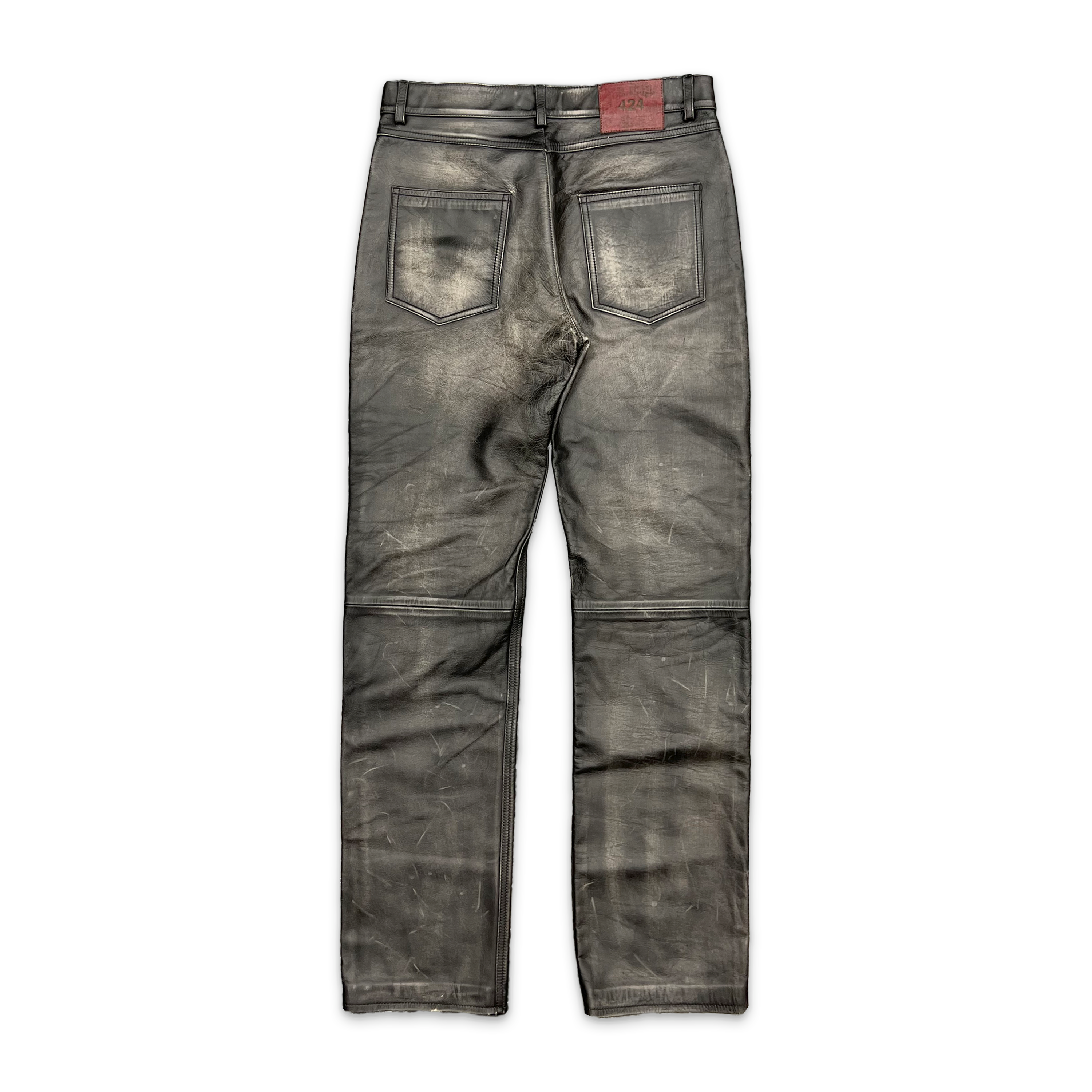424, 424 Five Pocket Leather Pants "Black"