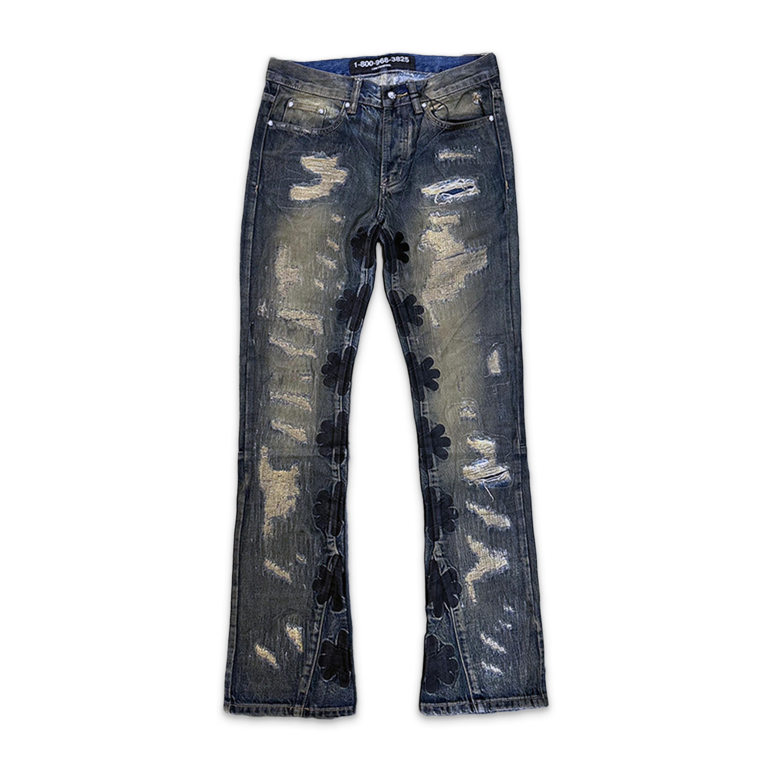 LOSTSHDWS, Dstroy Waxed Sun Logo Denim "Black Indigo"