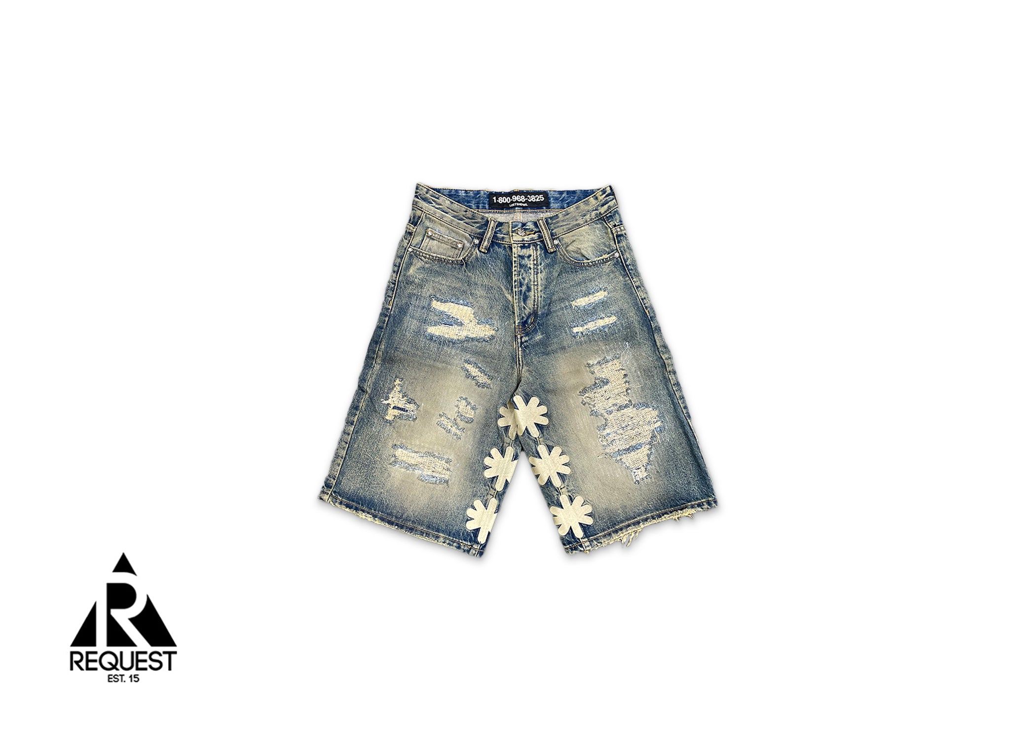 LOSTSHDWS, DSTROY Denim Shorts "Light Wash/Bone"