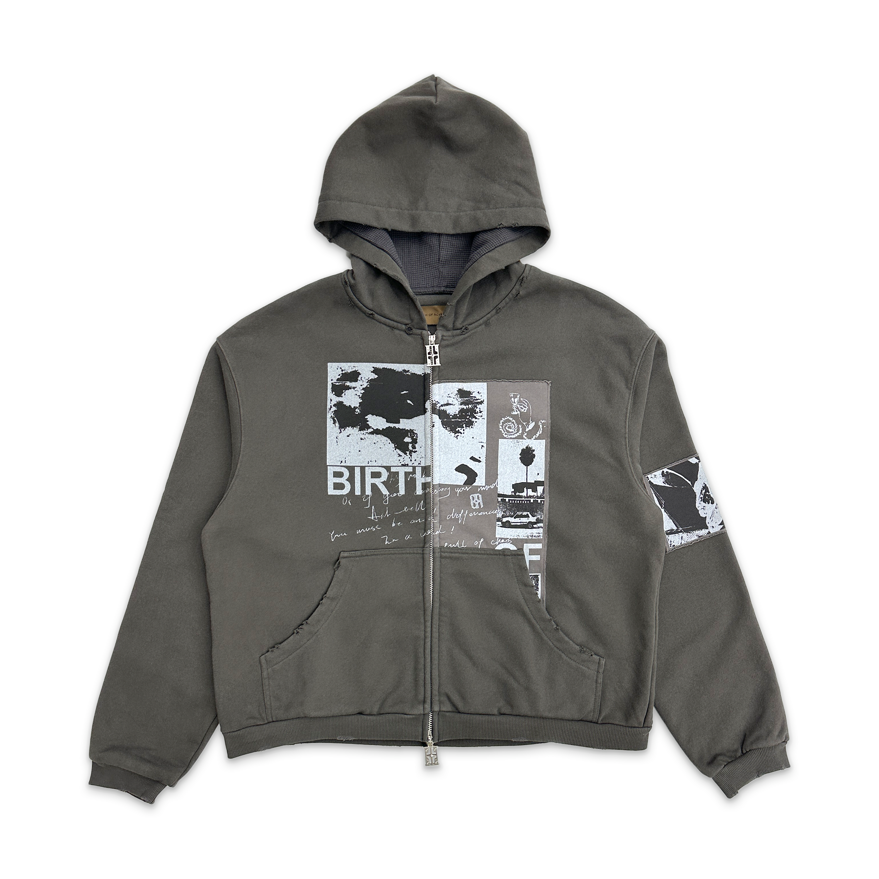 Birth of Royal Child, 90s Hollywood Patch Zip Up Hoodie “Black”