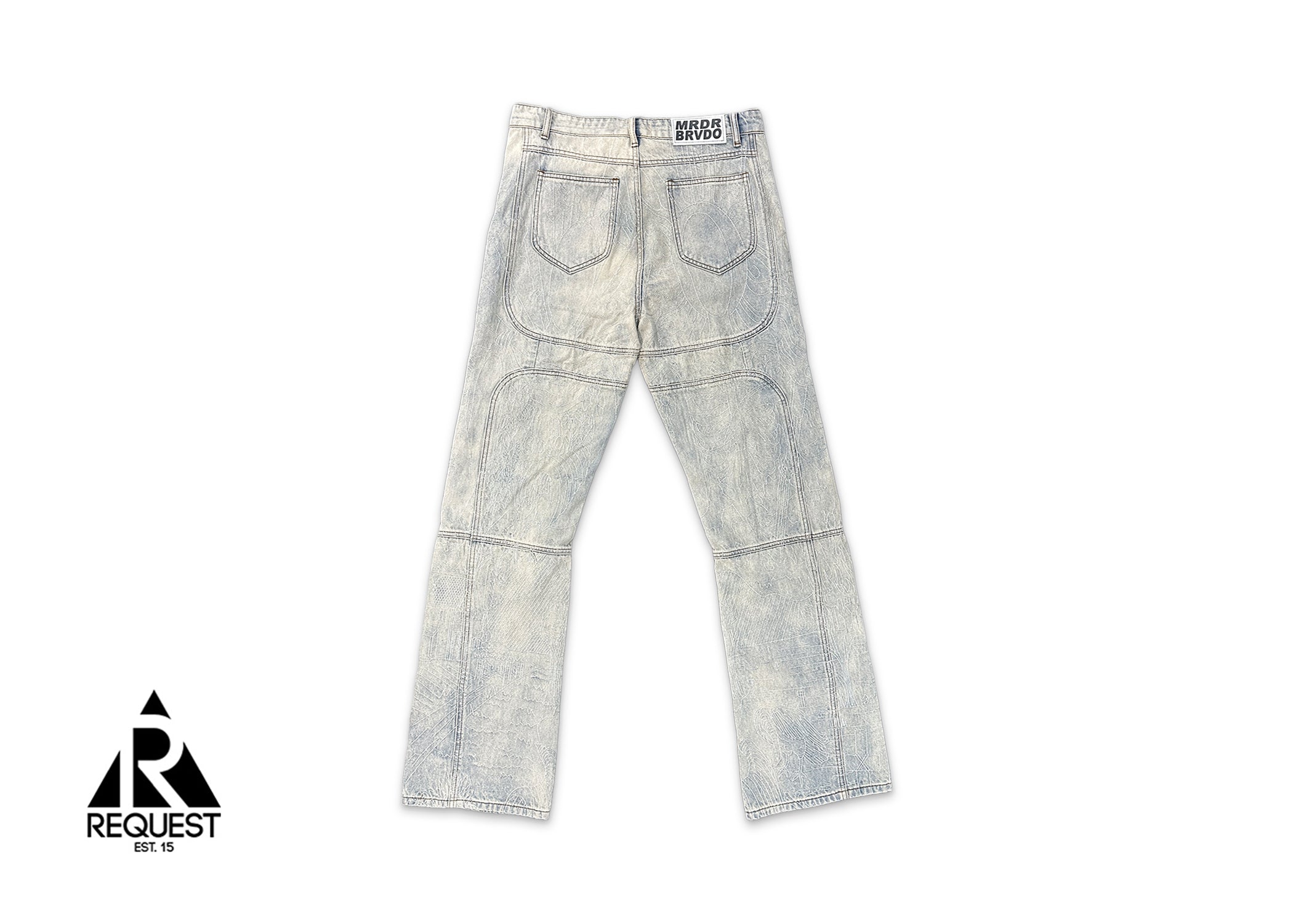 MRDR BRAVADO Who Decides War Duality Embroidered Signature Denim "Sky"