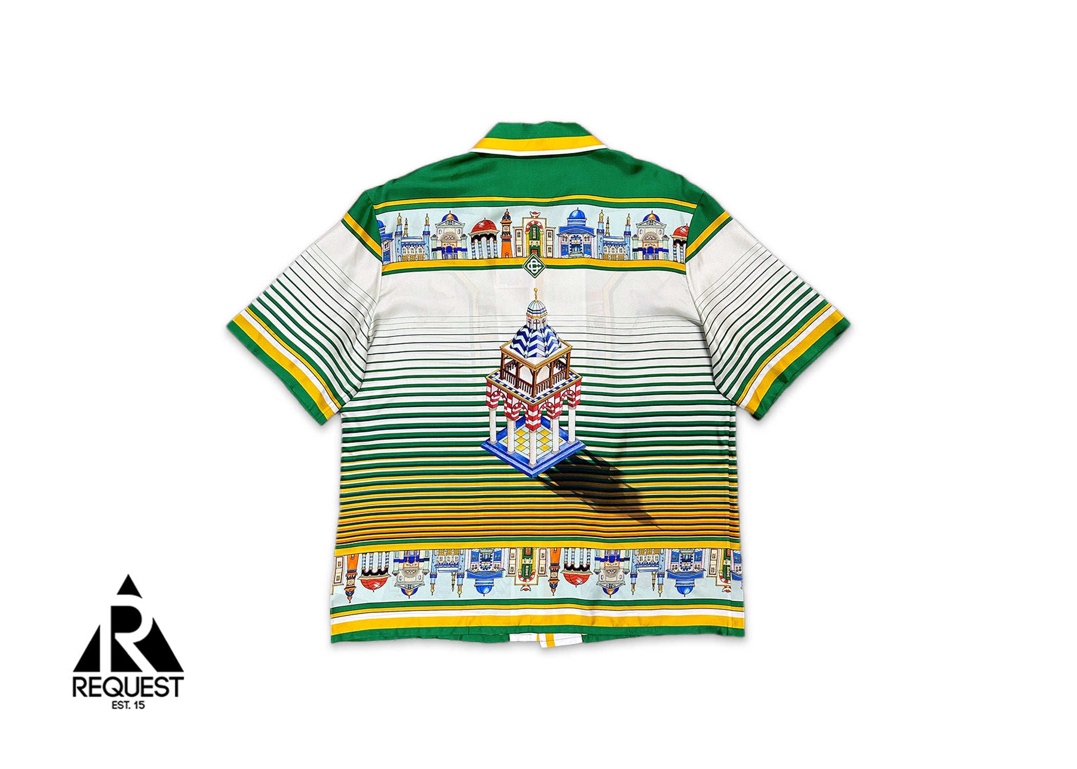 Casablanca, Silk Twill Cuban Collar S/S Button Up "Cityscape"