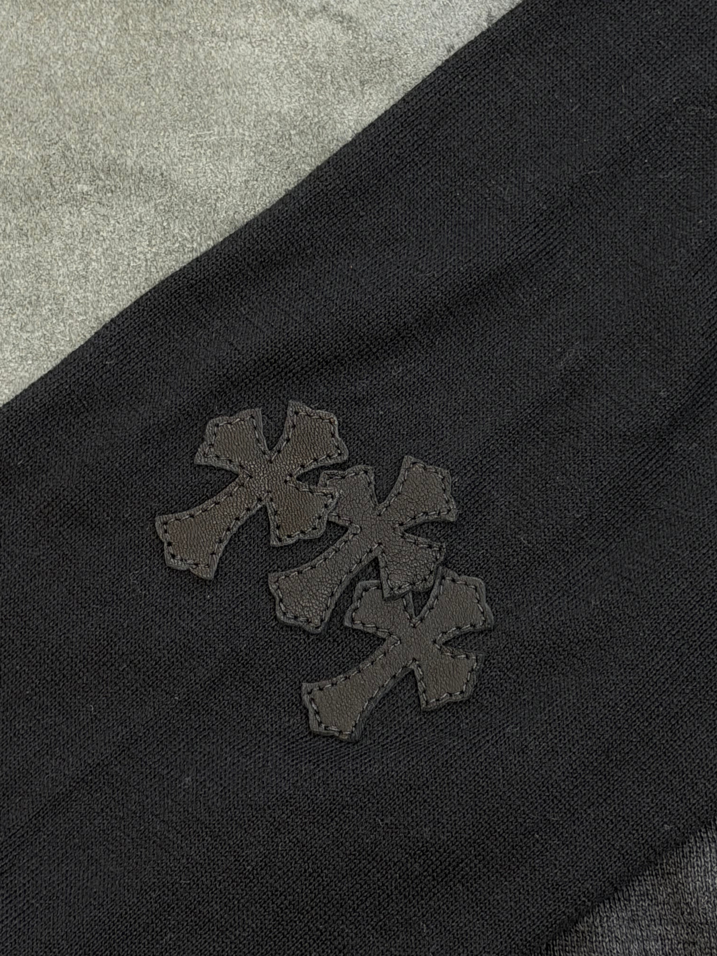 Chrome Hearts, CH Logo Triple Cross Baseball L/S Silk Blend Tee "Grey Black"