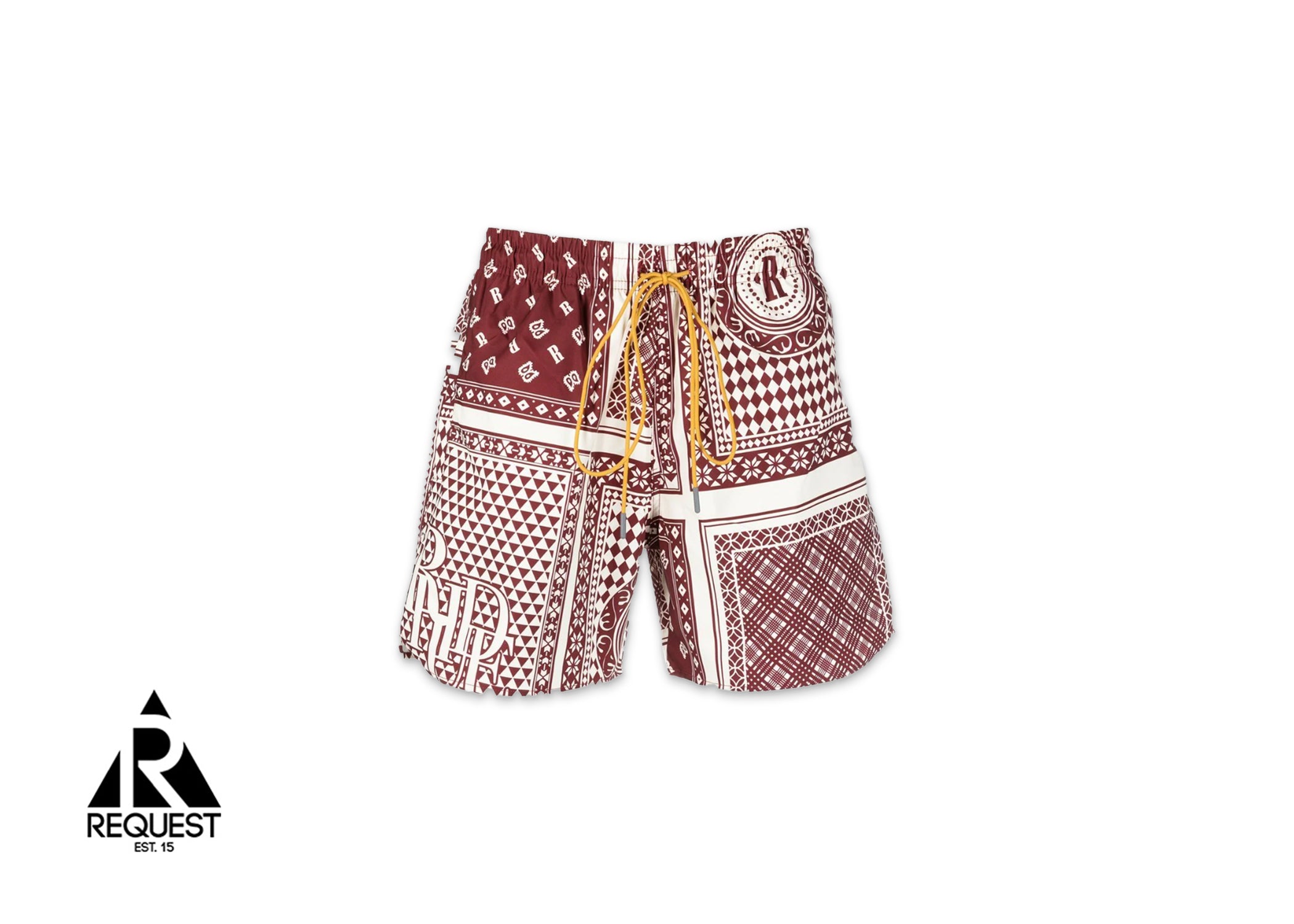 Rhude Card Print Swim Shorts “Maroon”