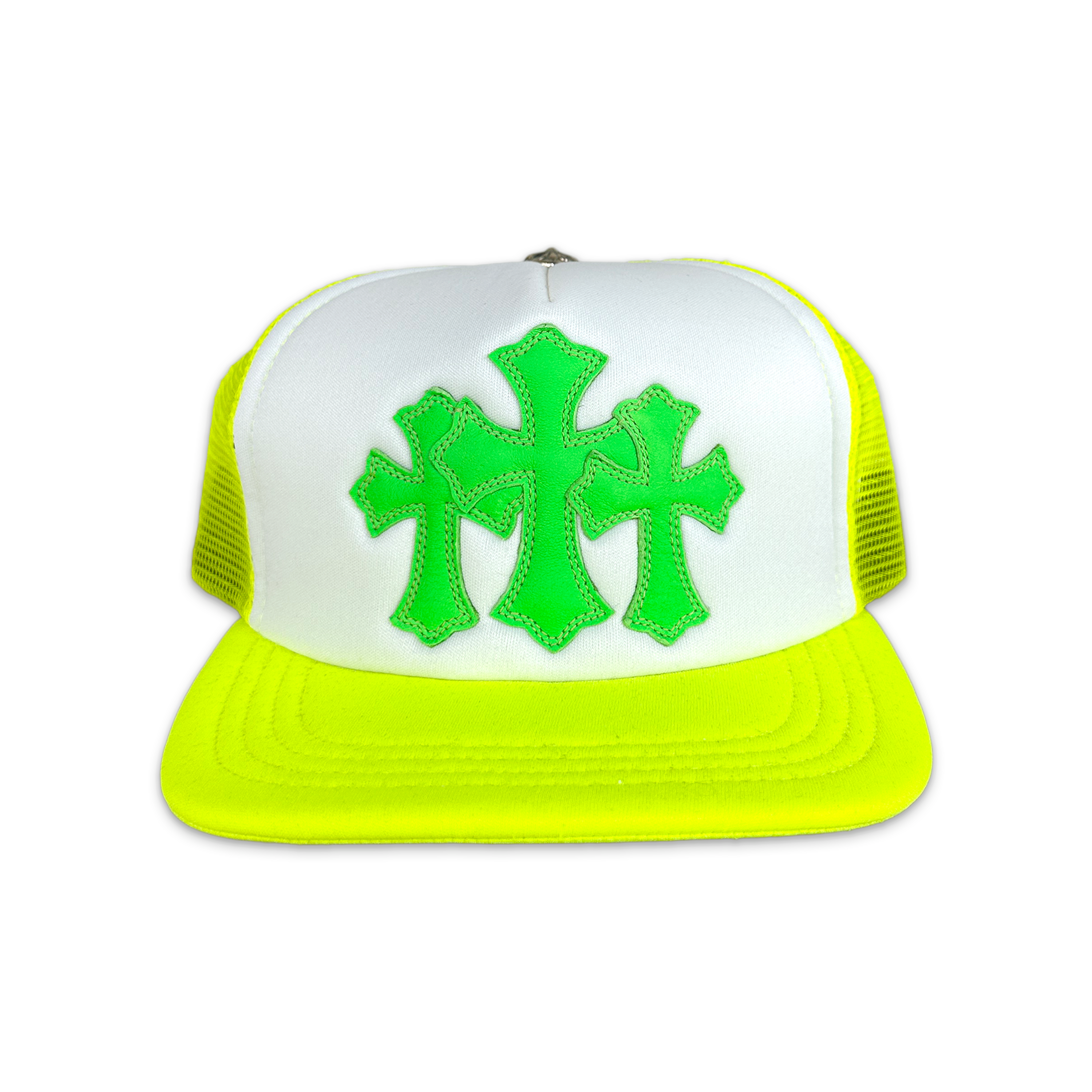Chrome Hearts, Triple Cross Trucker Hat "Lime Green"