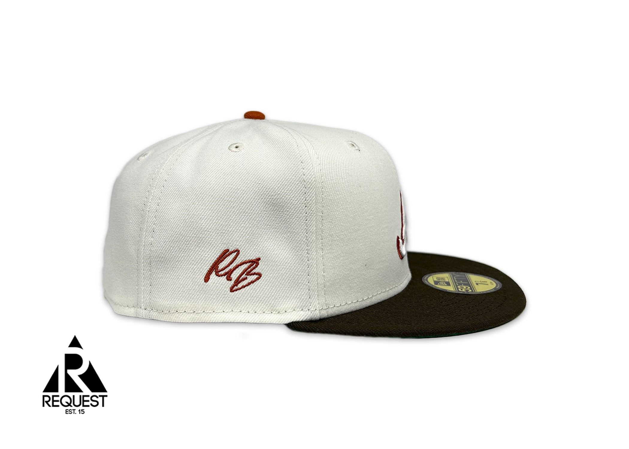 Request, New Era Request Exclusive Fitted Hat Braves "Sail/Mocha"