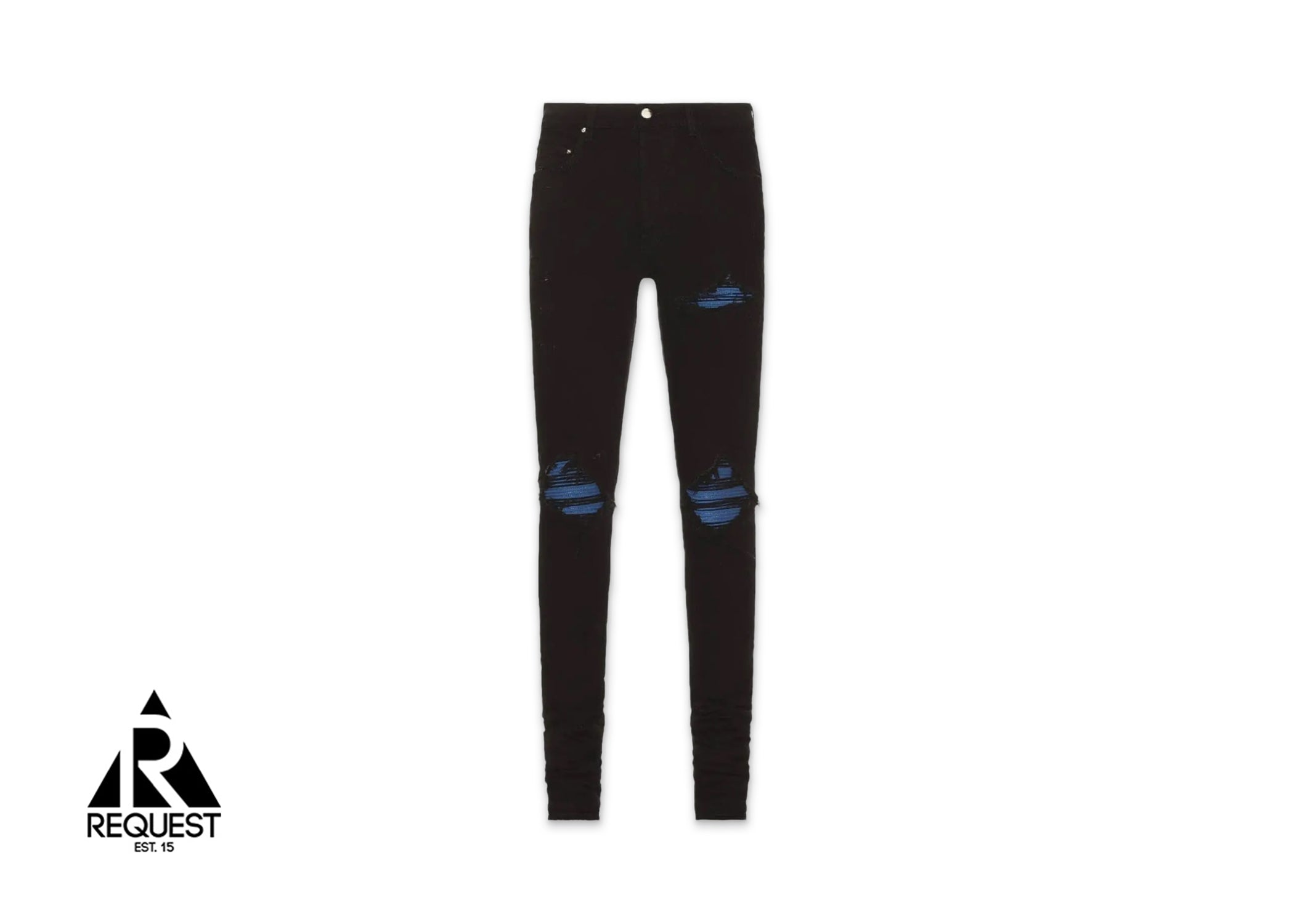 Amiri MX1 Light Blue Suede Patch Jeans "Black"