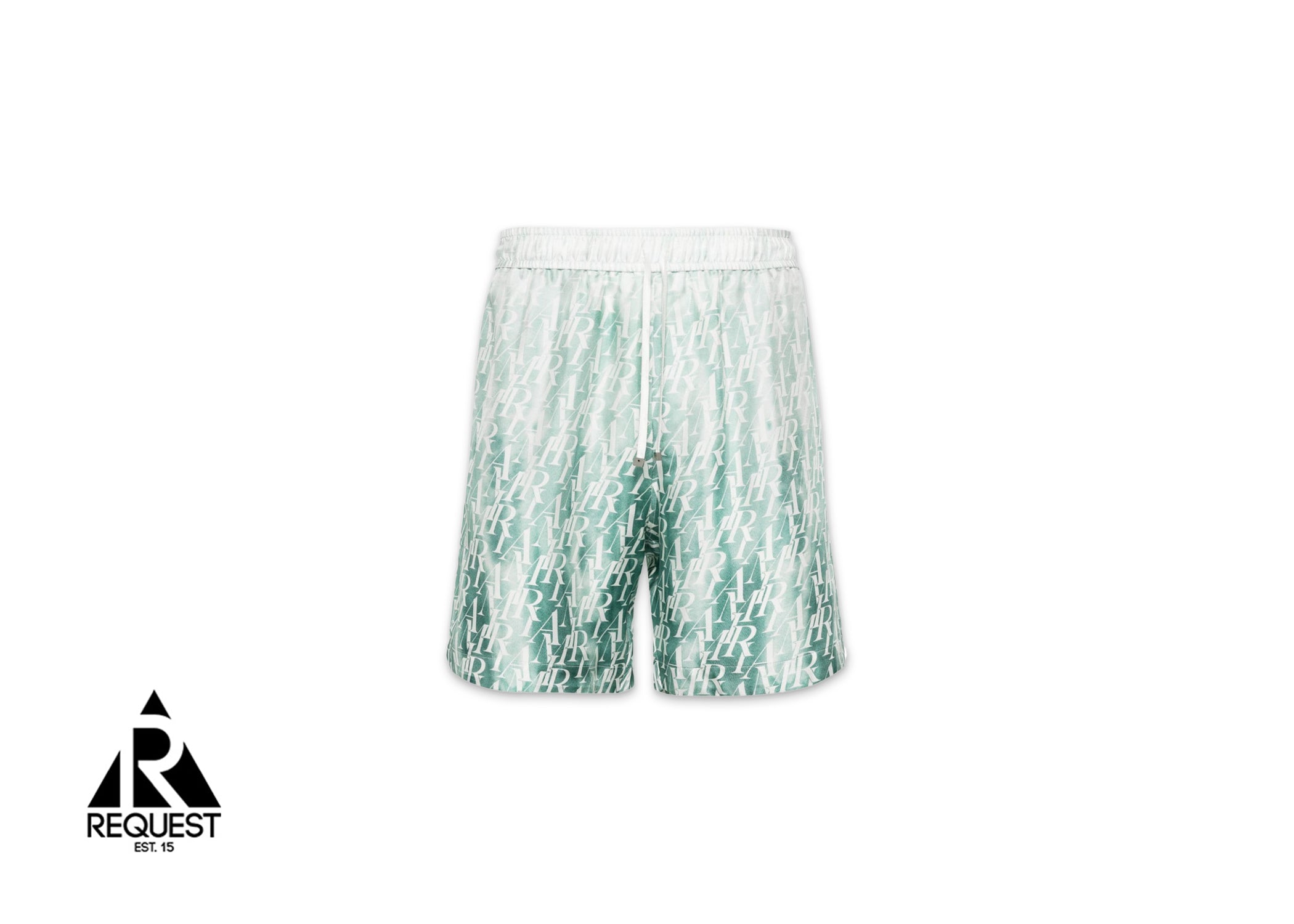 Amiri Gradiant Repeat Silk Shorts "Green"