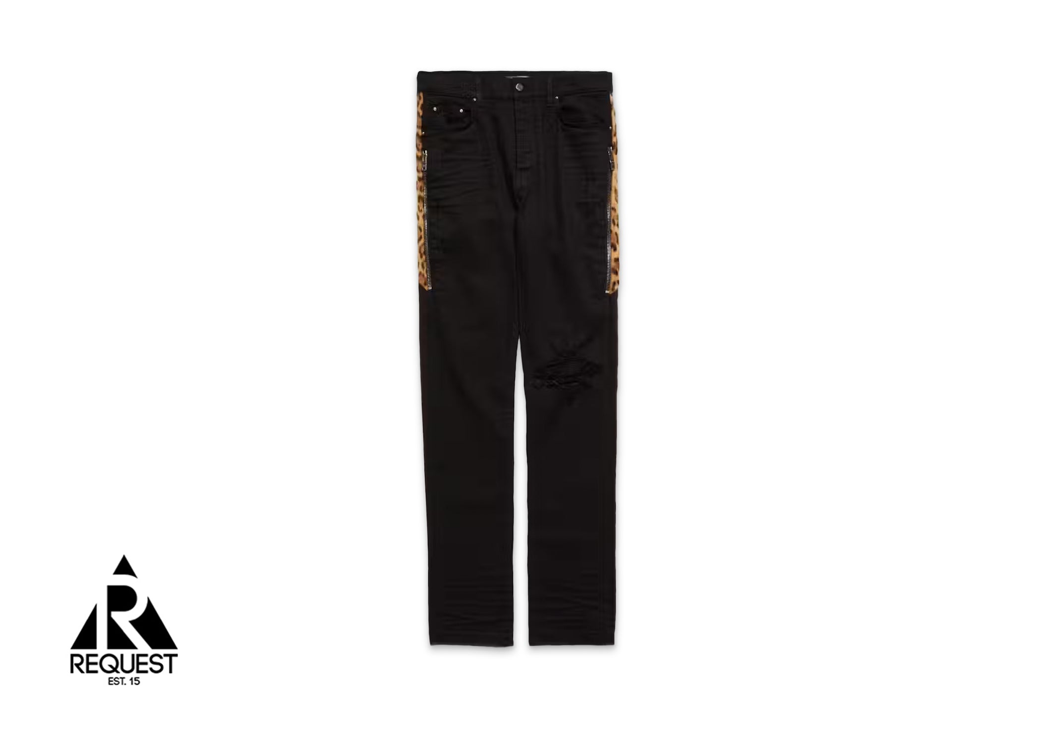 Amiri Leopard Zipper Inset Jeans 