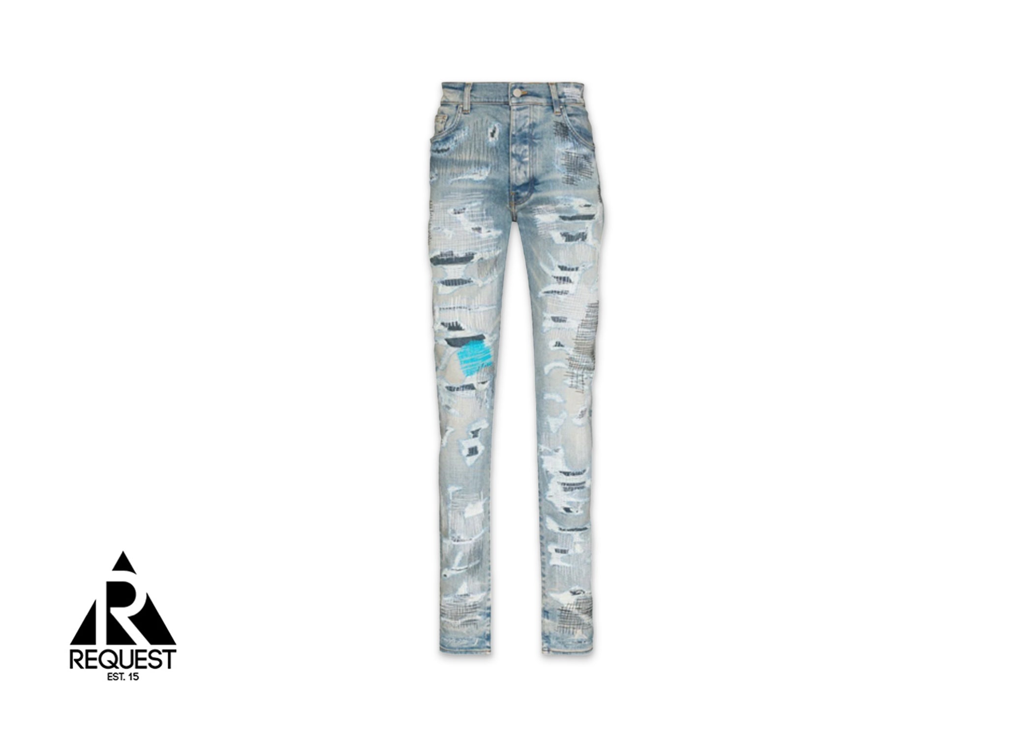 Amiri All Over Repair Jean “Clay Indigo”