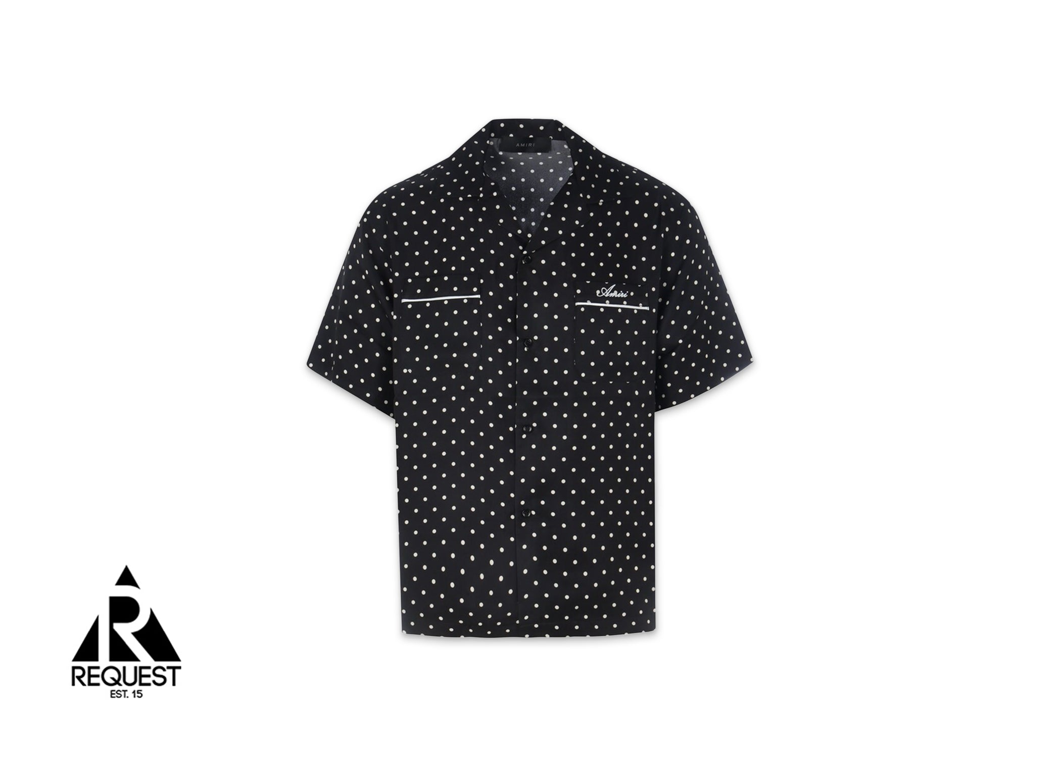 Amiri Silk Polka Dot Print Bowling Shirt "Black"