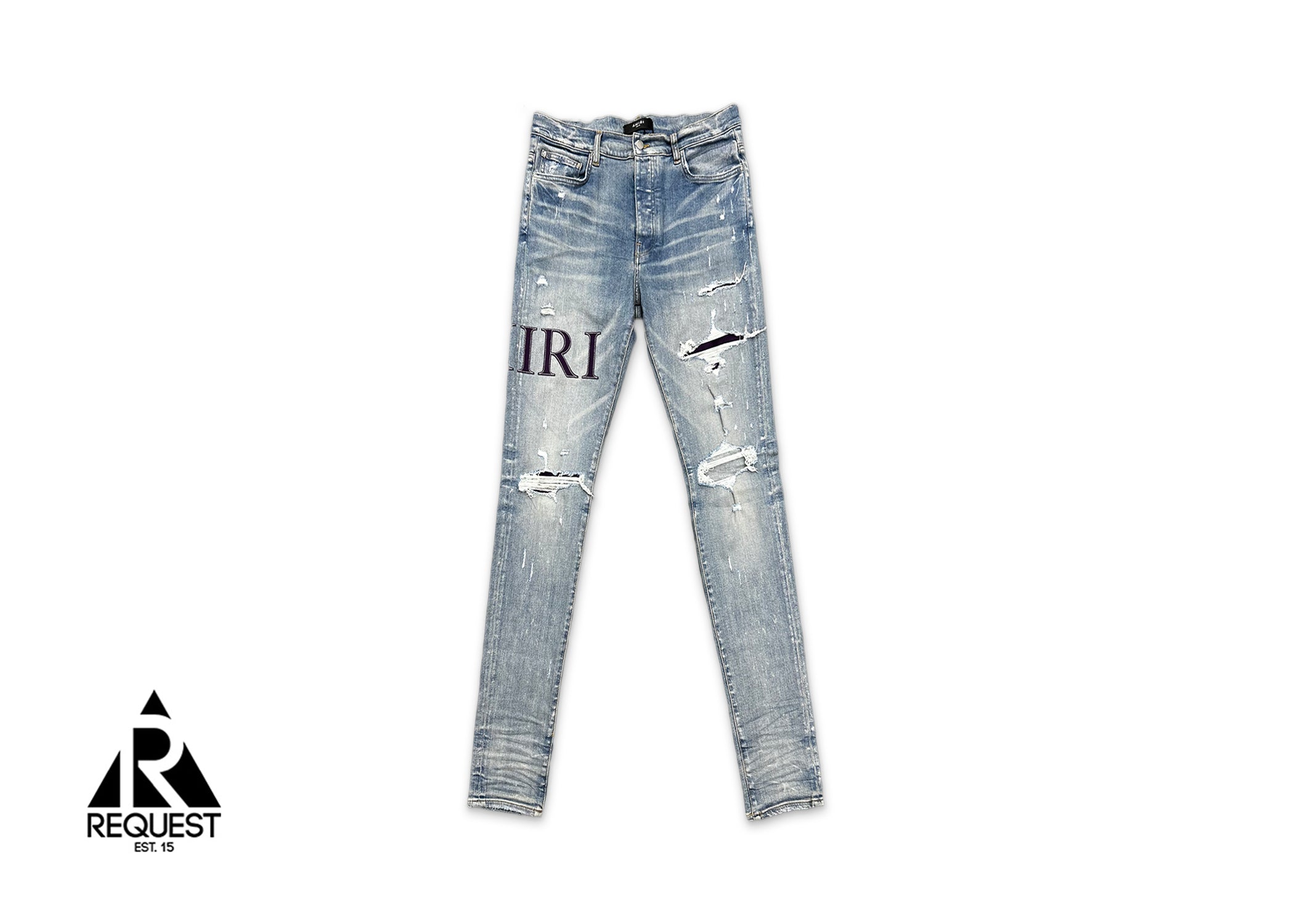 Amiri Serif Purple Logo Jeans "Clay Indigo"