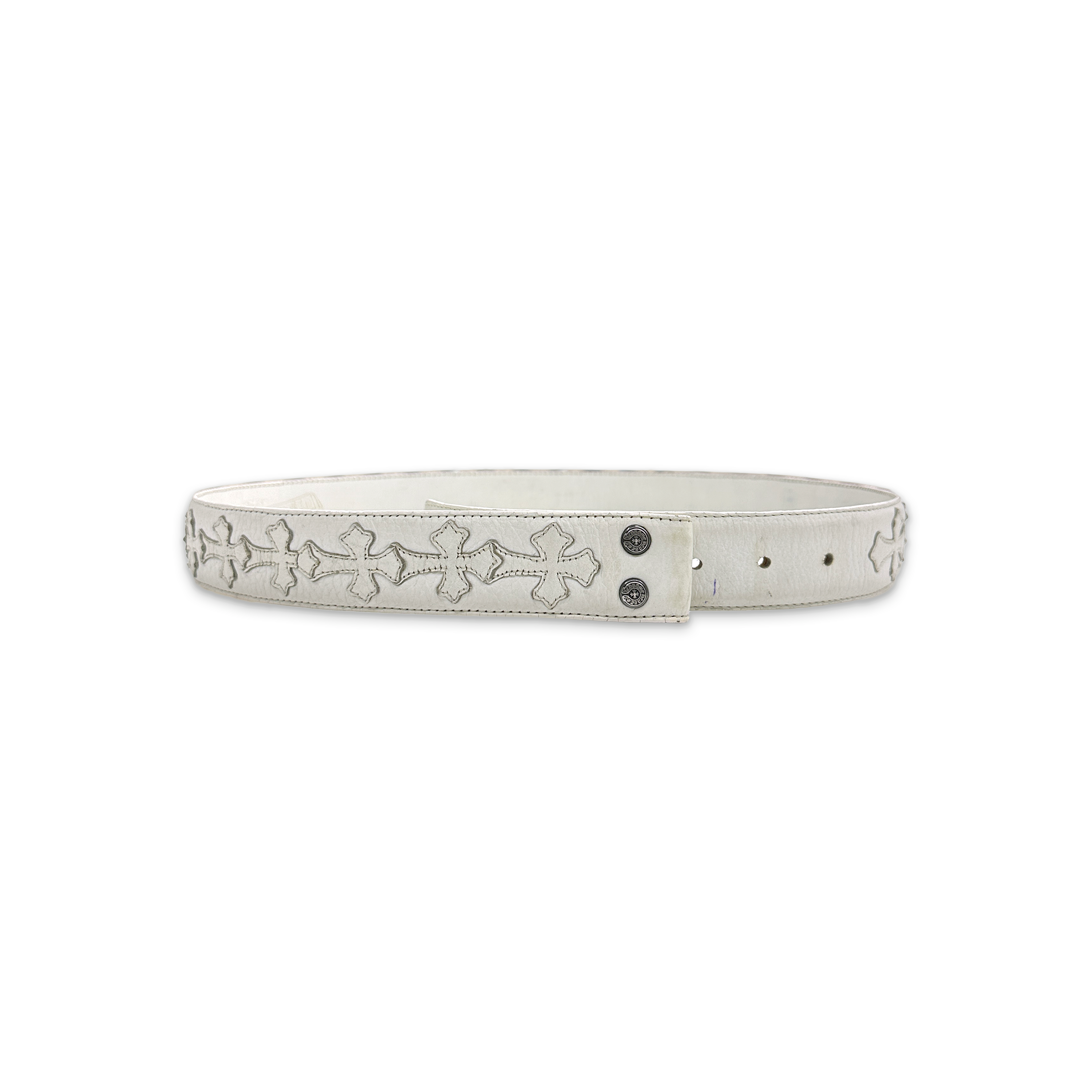 Cross Patch Belt Strap "White Leather"