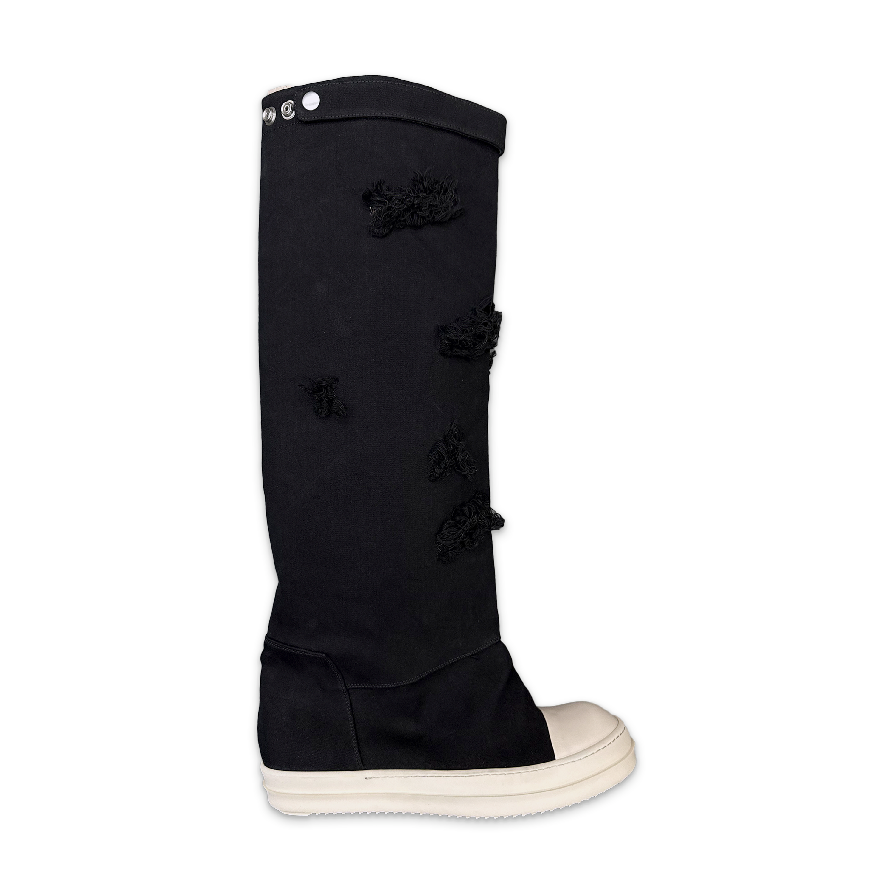 Distressed Denim Elefant Boots "Black Milk"