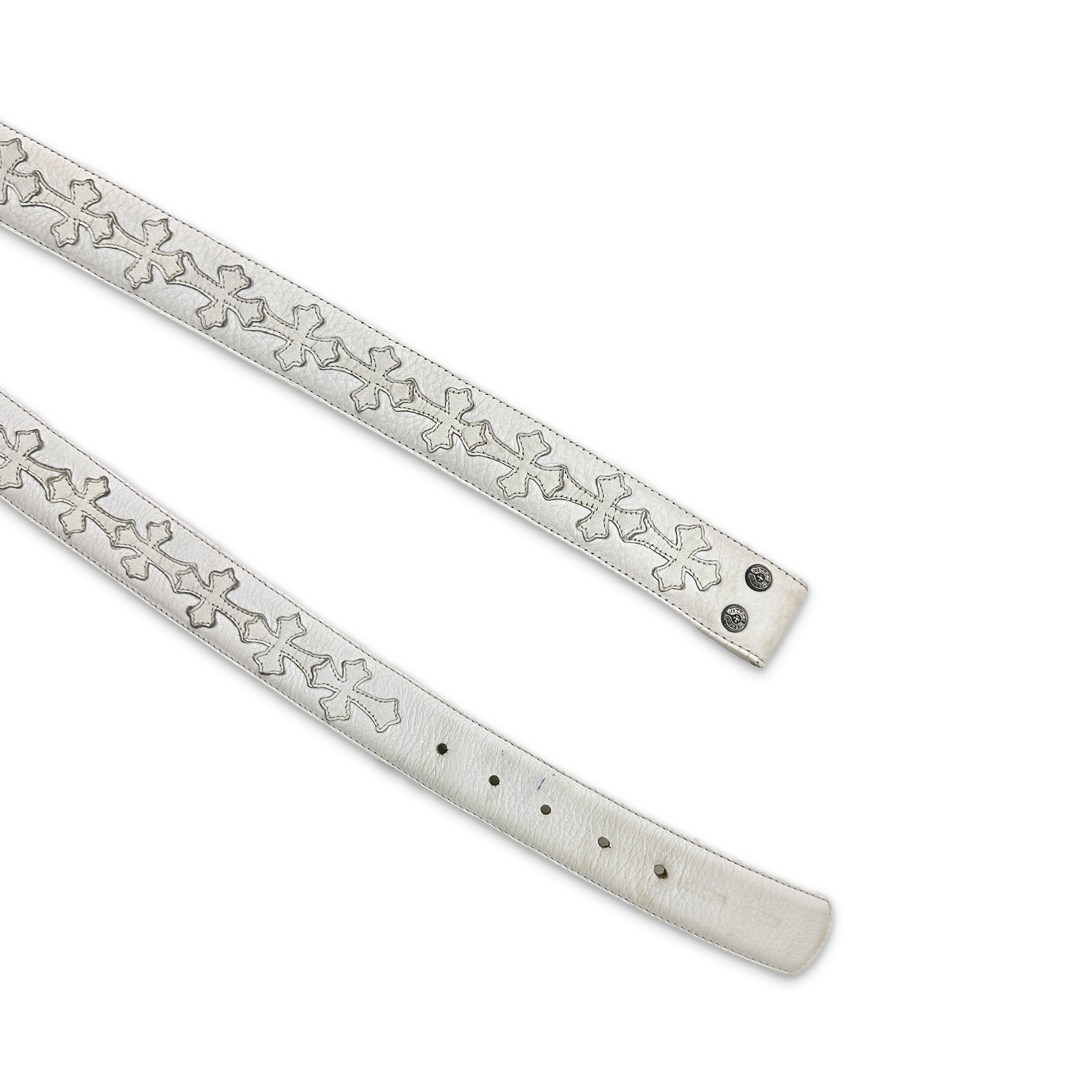 Cross Patch Belt Strap "White Leather"
