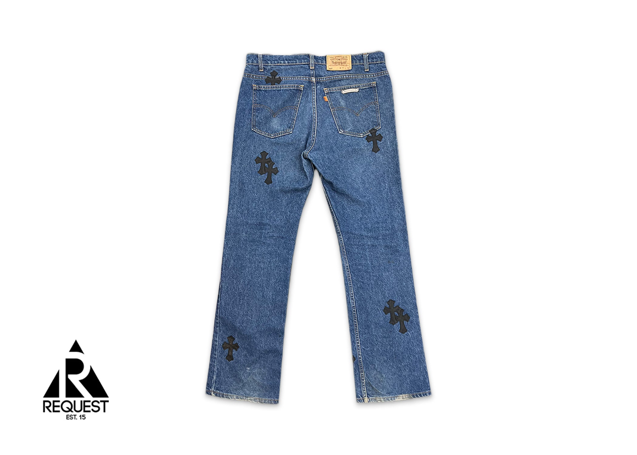Chrome Hearts Medium Wash Levi's Denim "Black Crosses"
