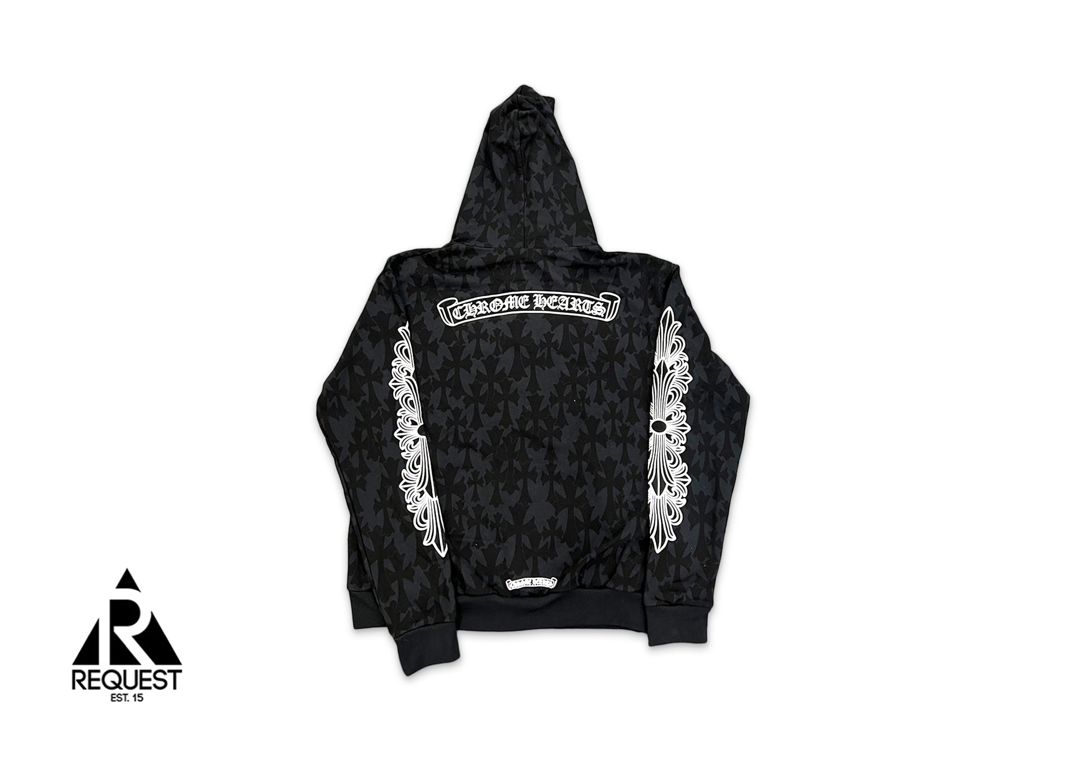 Chrome Hearts Cemetery Cross Print Zip Up Hoodie "Black"