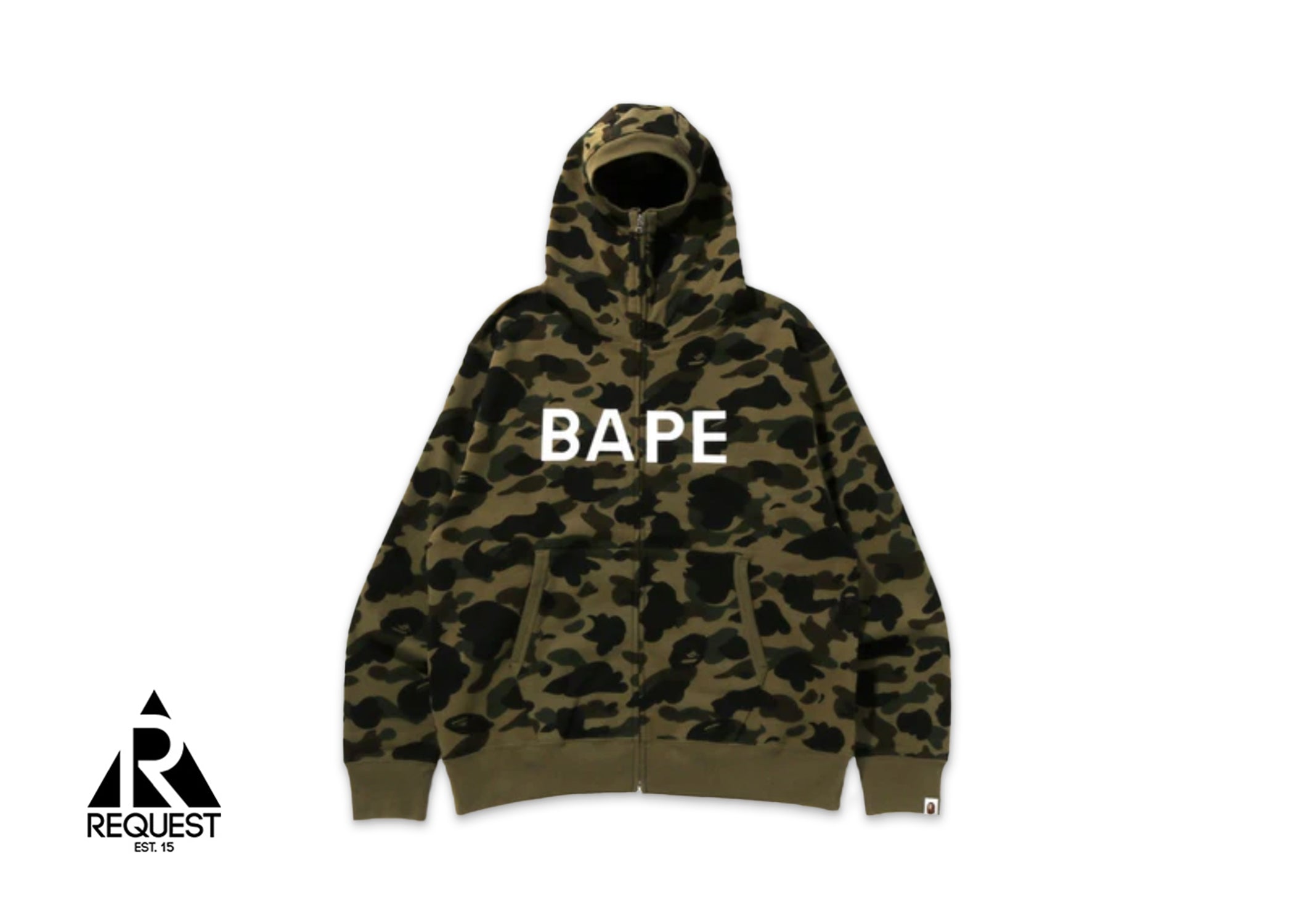 A Bathing Ape BAPE 1st Camo Balaclava Full Zip Hoodie "Green"