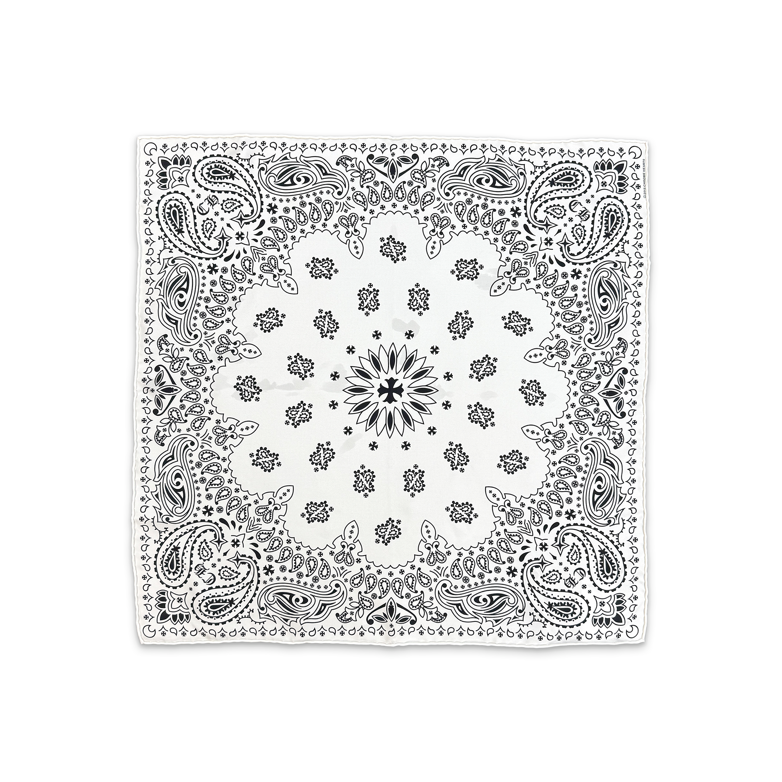 Chrome Hearts, Floral Print Silk Bandana "White"
