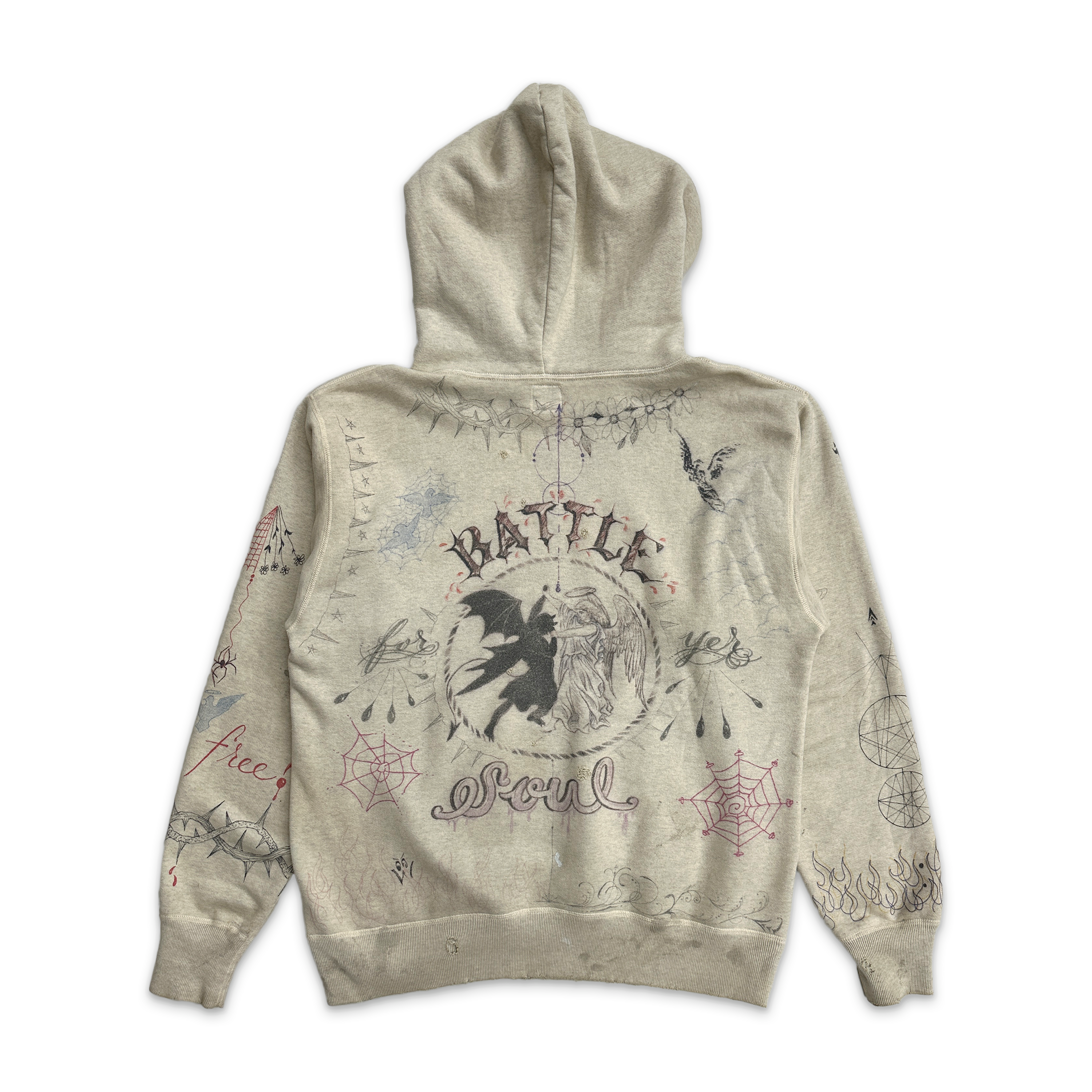 Saint Michael, Dr.Woo Graffiti Hoodie “Vintage White”