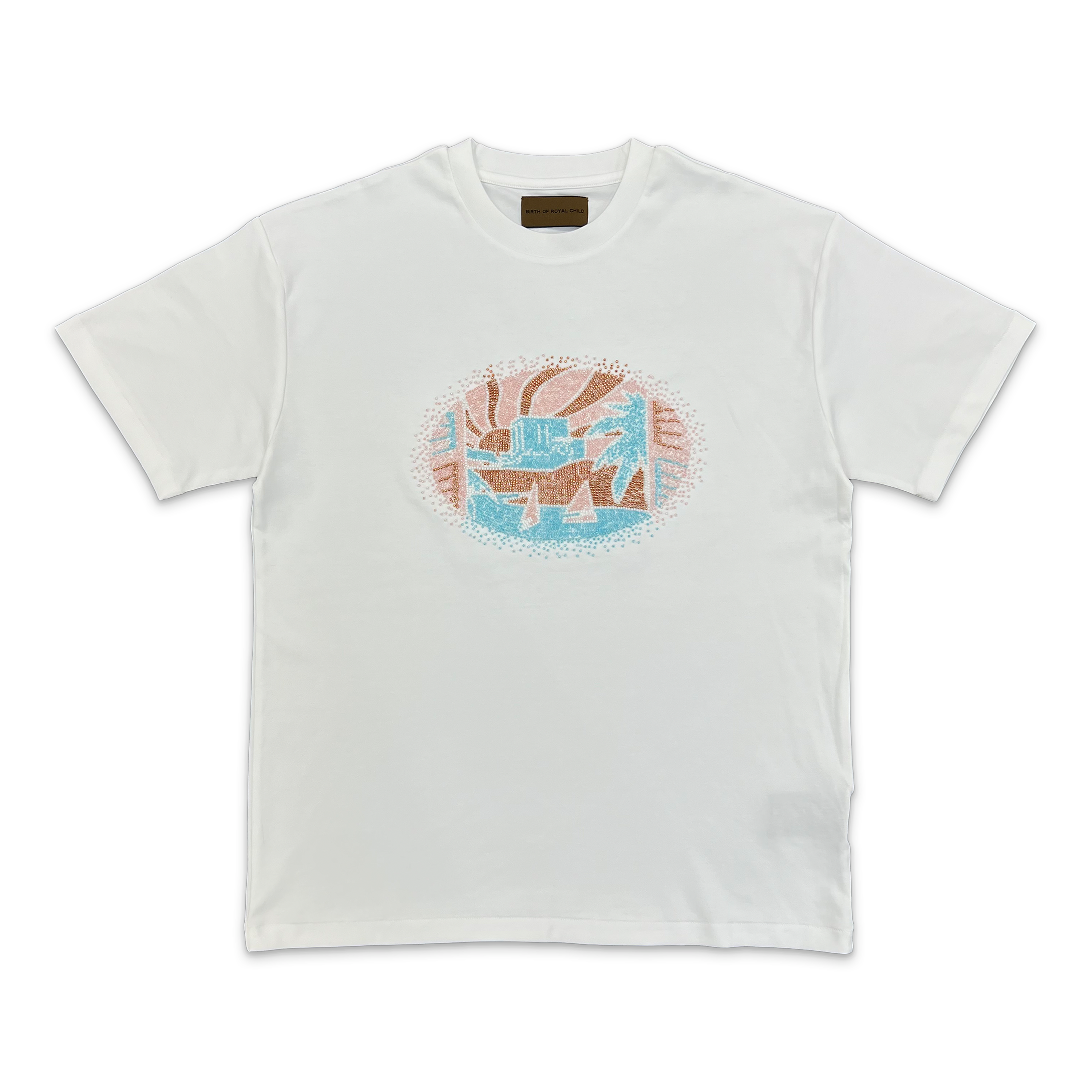 Birth of Royal Child, Beaded Nile River Tee “White”