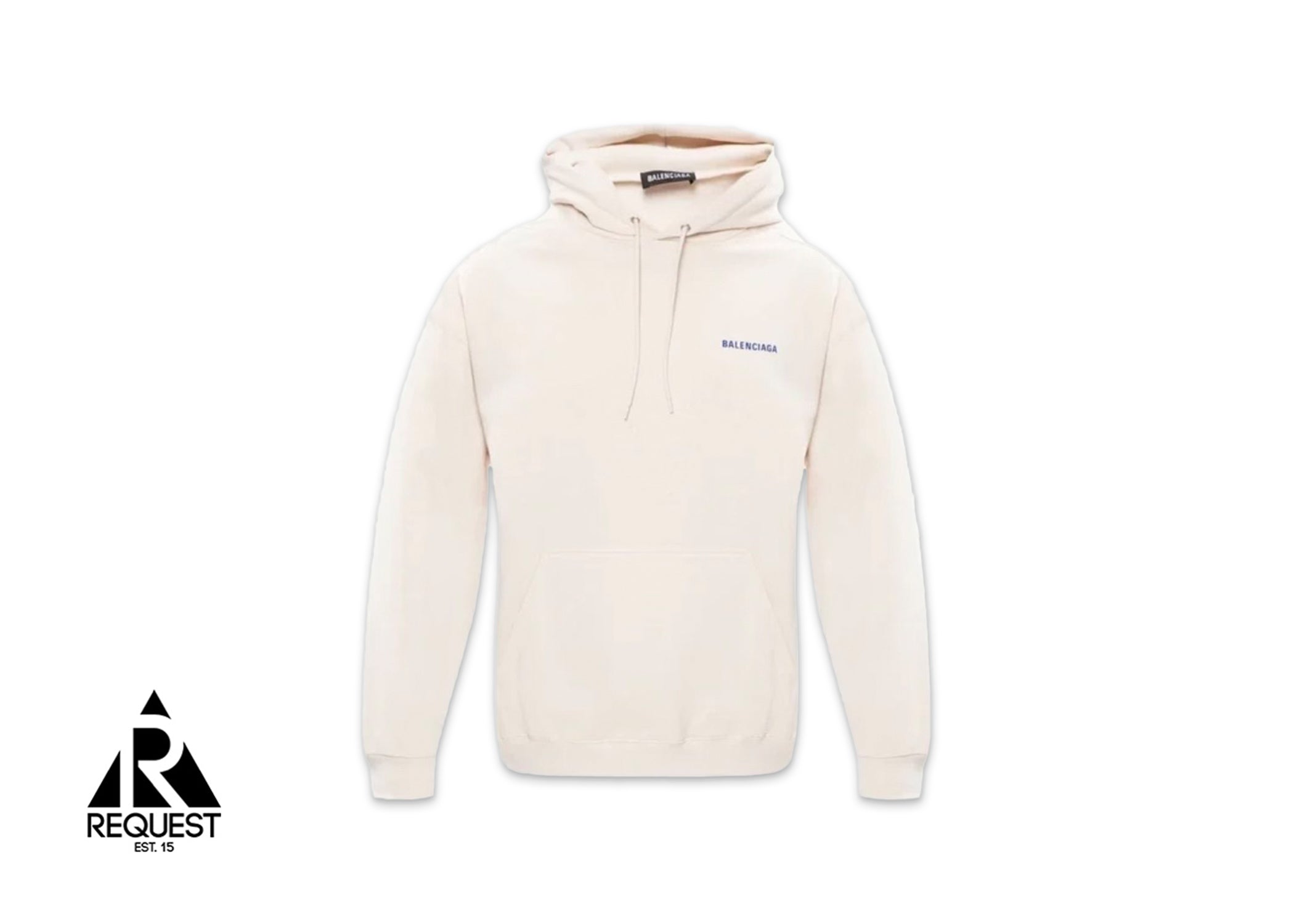 Balenciaga Navy Logo Hoodie "Cream"