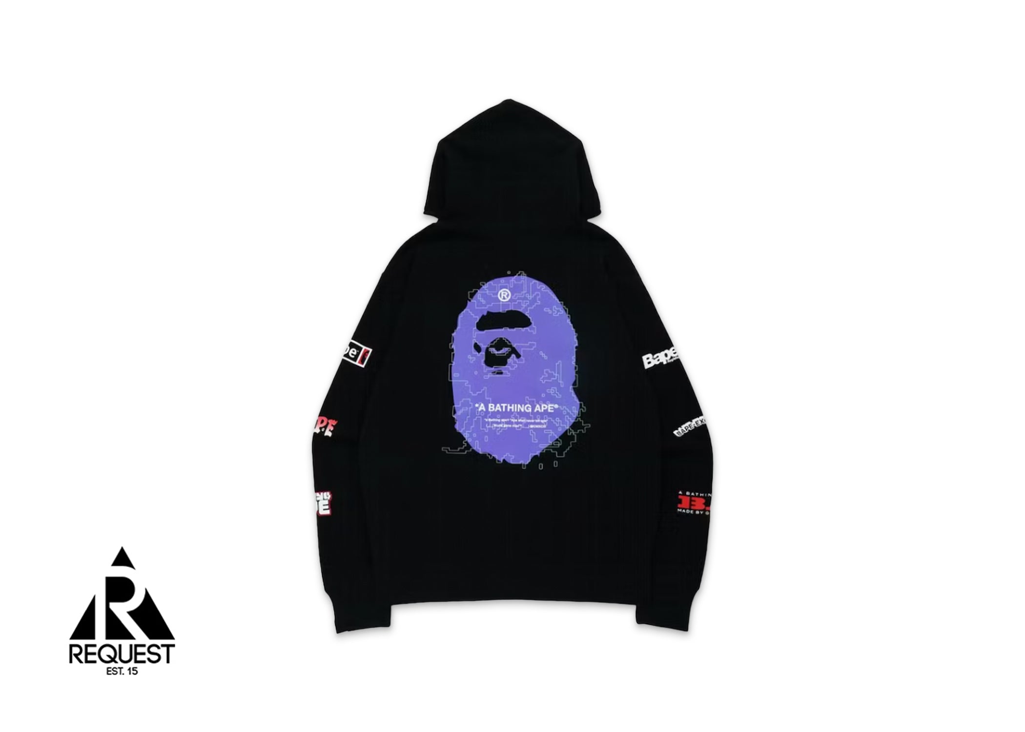A Bathing Ape BAPE Digital Mosaic Big Ape Head Full Zip Hoodie "Black"