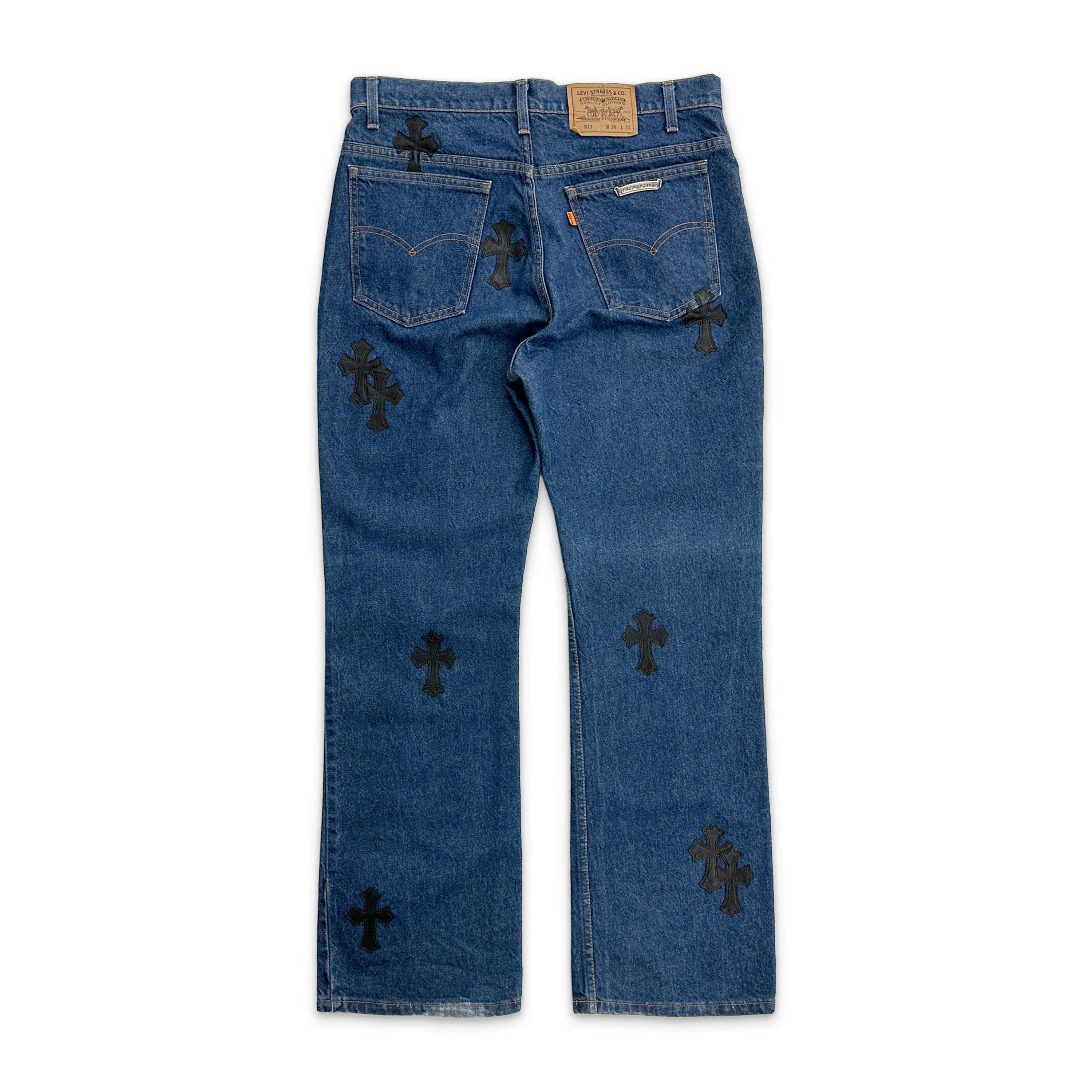 Chrome Hearts, Orange Tab Levi's 517 Indigo Denim "Black Crosses"