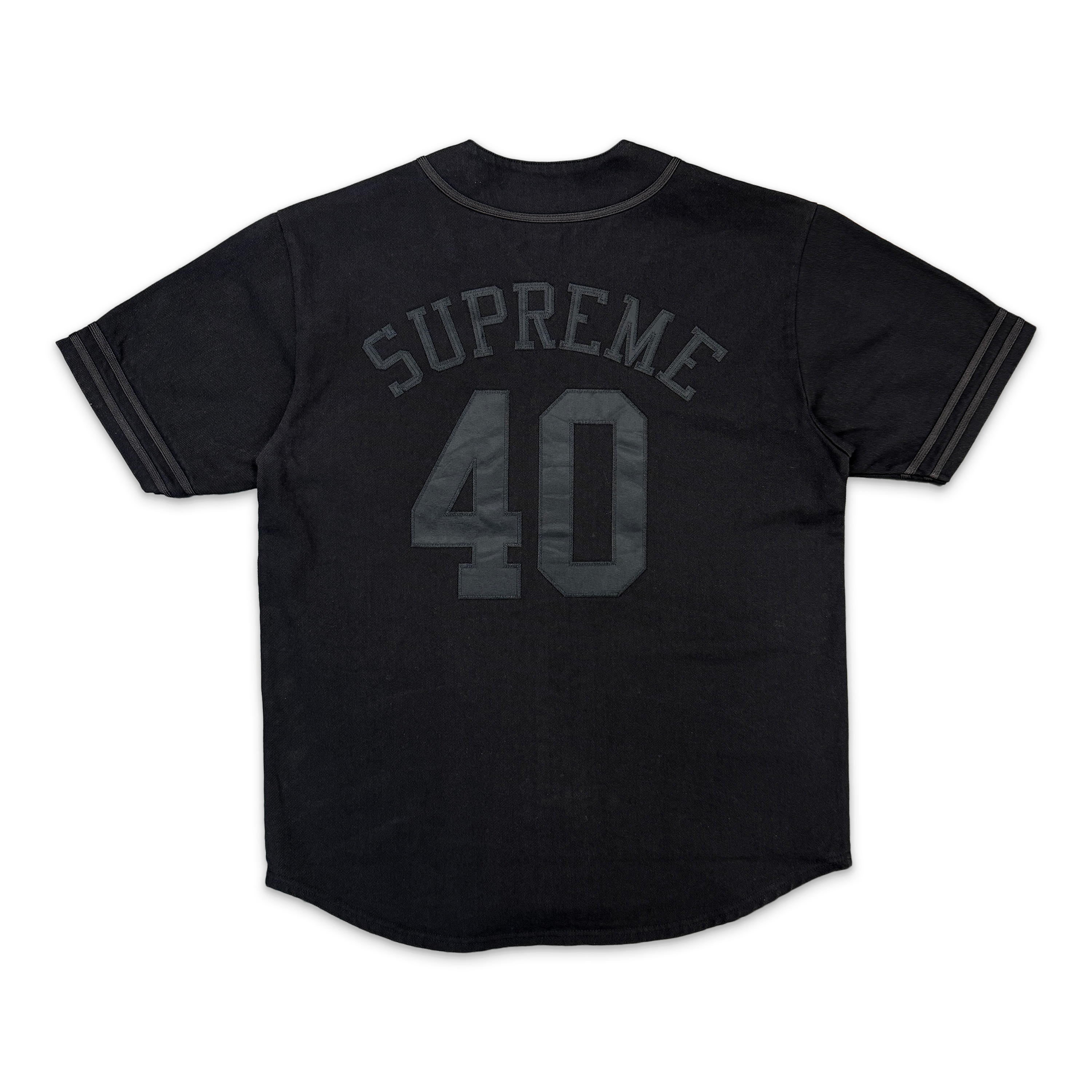 Supreme, 40 Acres Twill Baseball Jersey "Black"