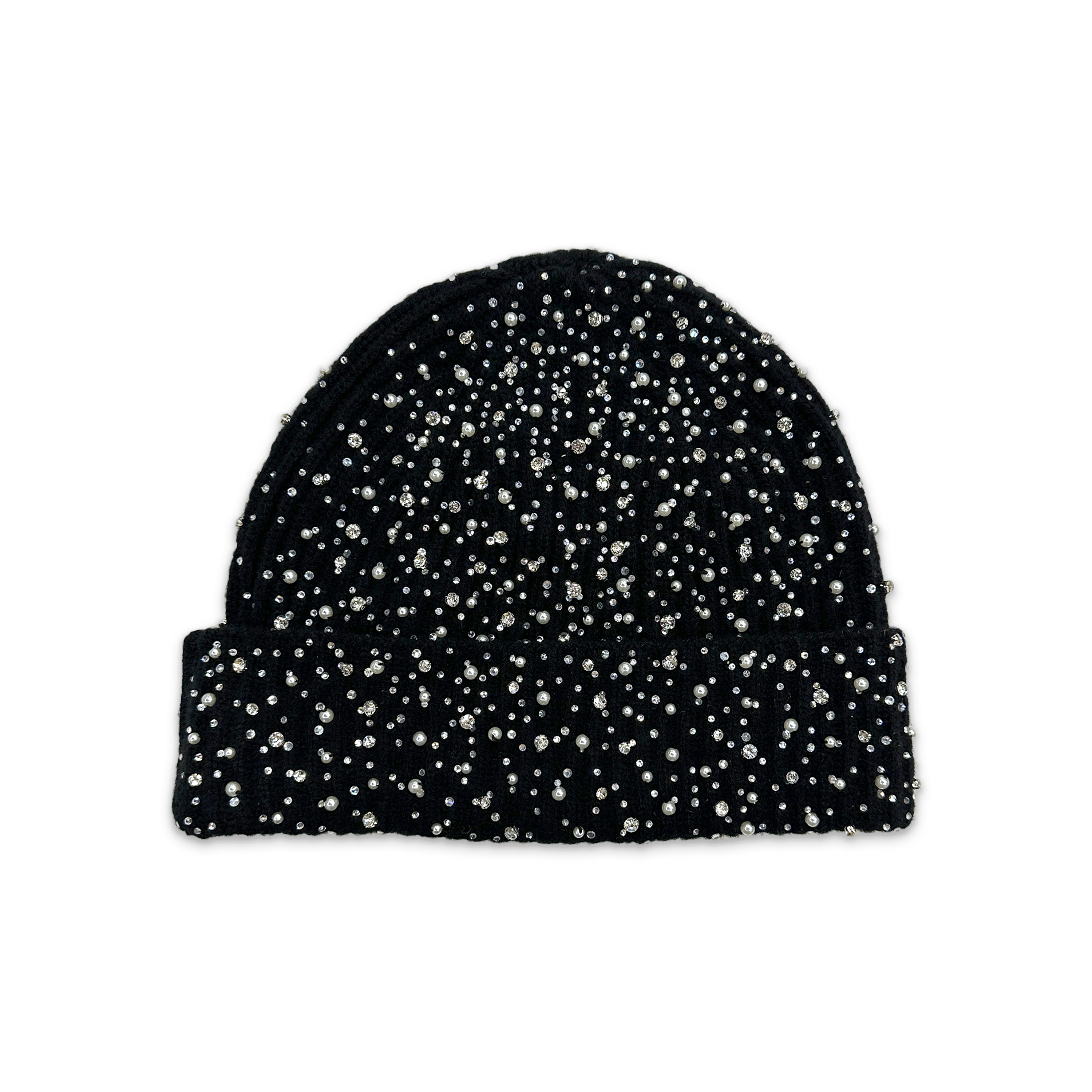 Birth of Royal Child, Pearl & Rhinestone Beanie “Black”
