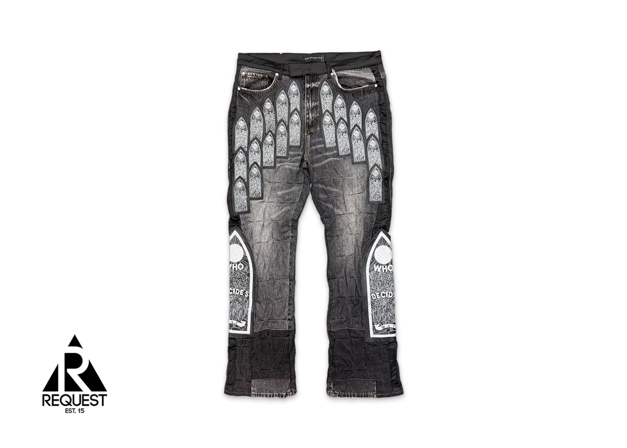 Who Decides War, Patched Arch Embroidered Denim Jeans "Coal"