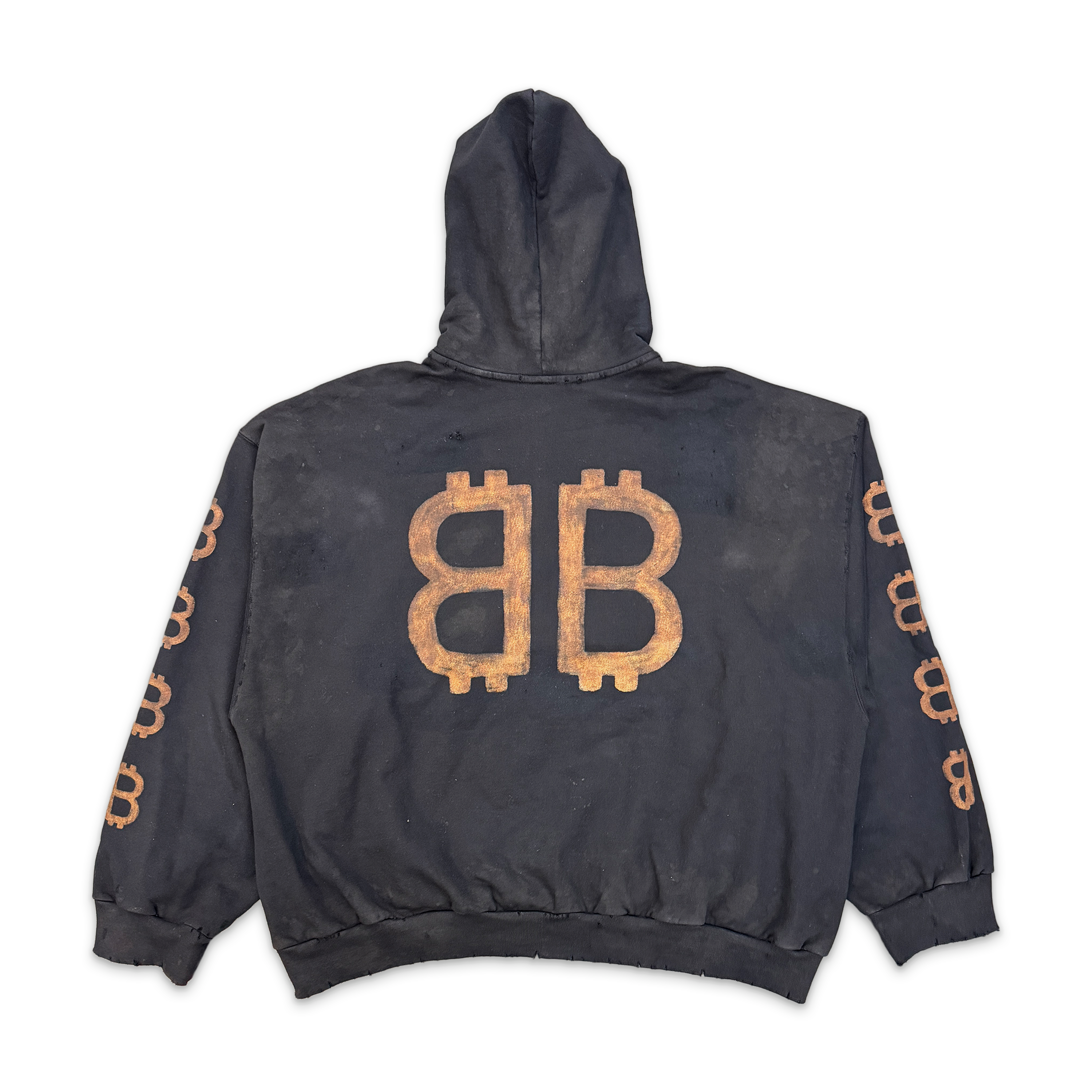 Crypto Oversized Hoodie "Distressed Black"