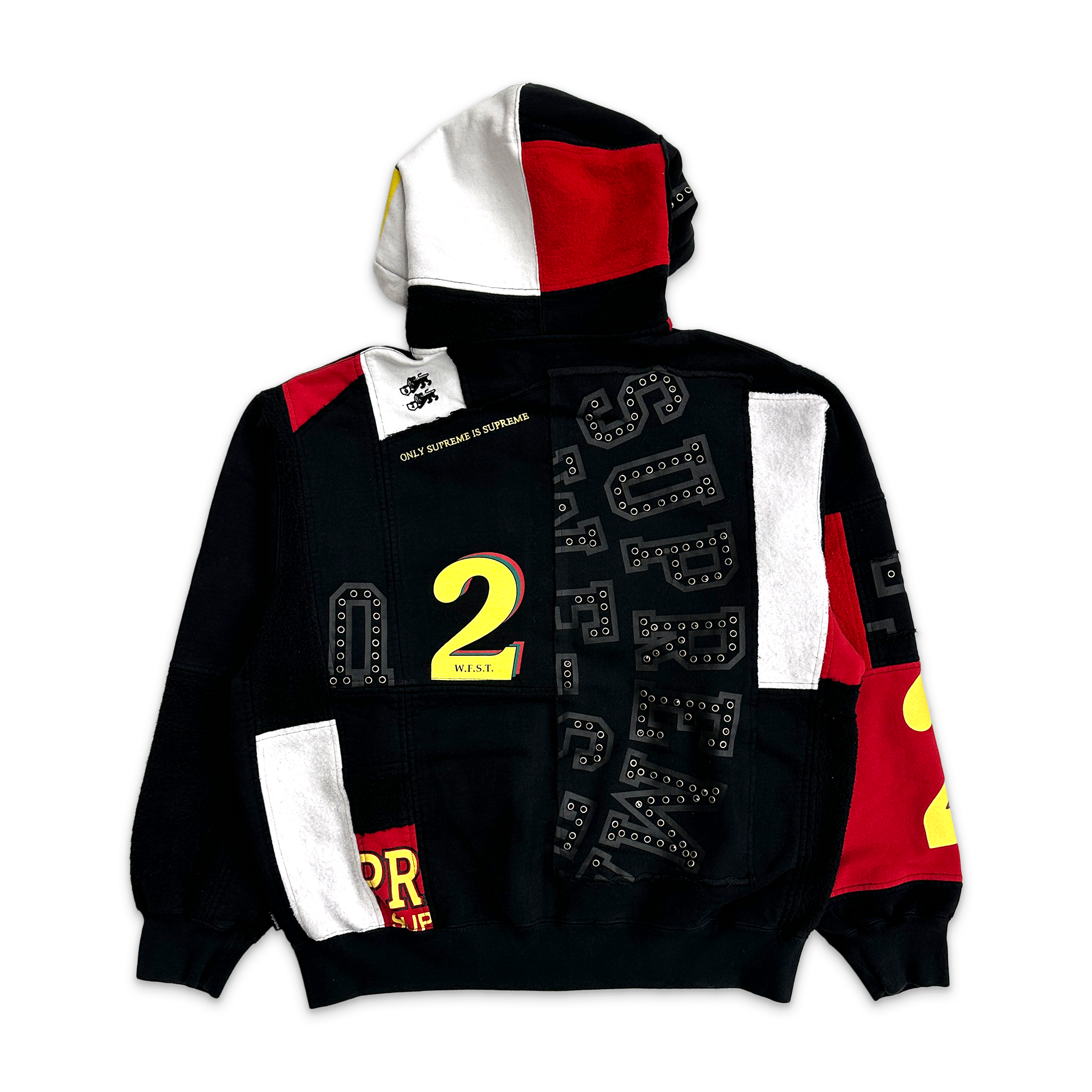 Supreme, Patchwork Zip Up Hooded Sweatshirt (SS25) "Black"