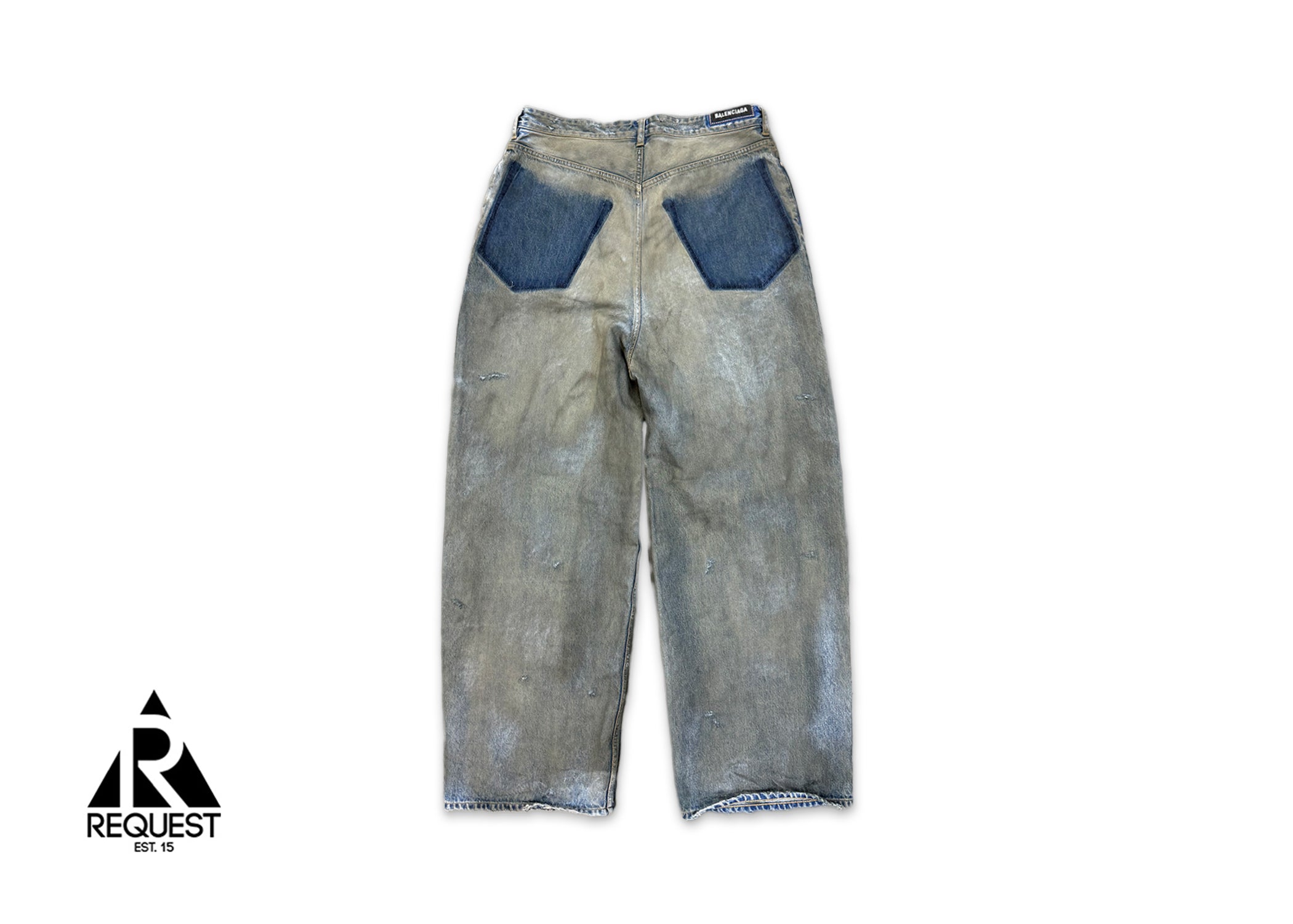 Balenciaga, Patched Pockets Baggy Jeans "Distressed Light Wash"