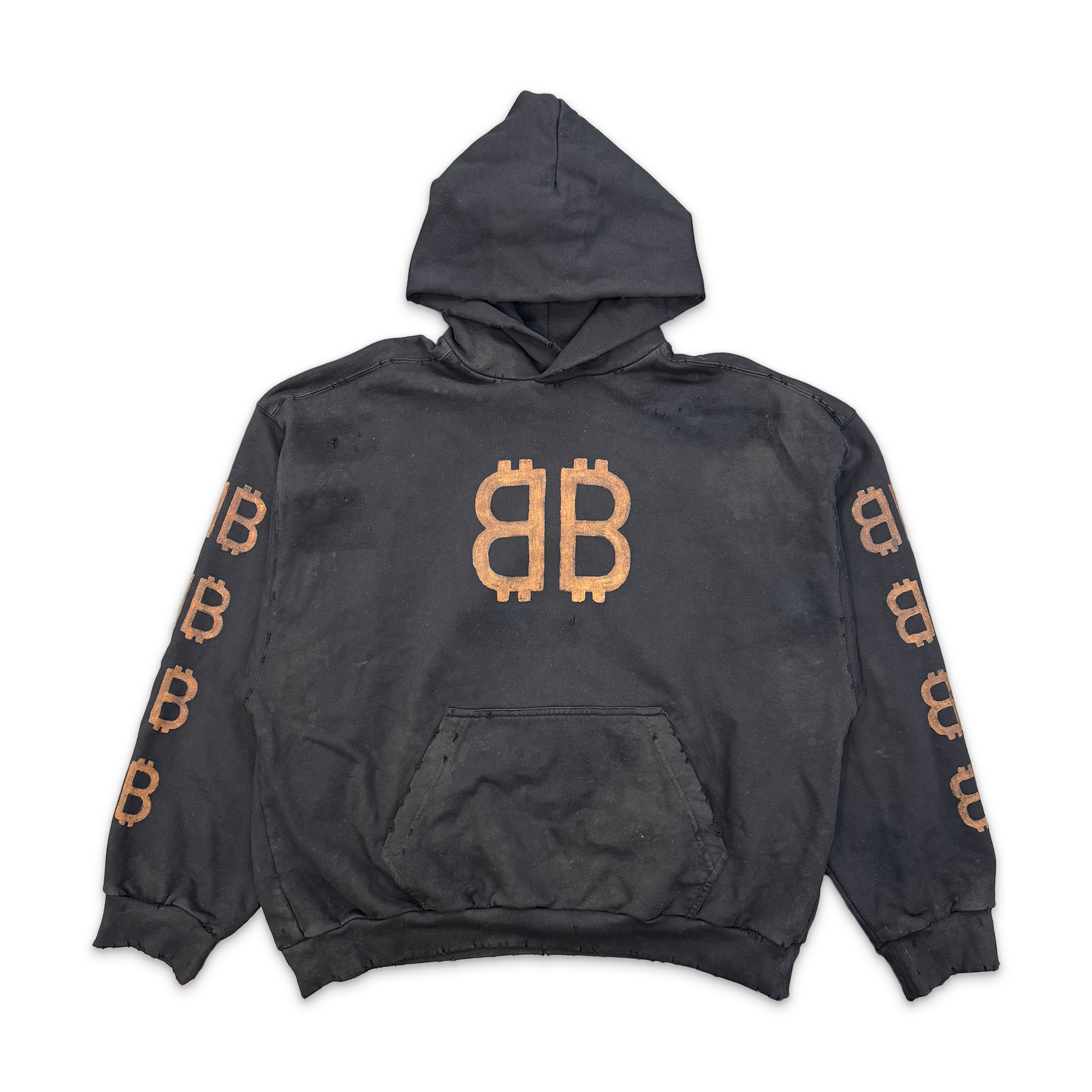 Crypto Oversized Hoodie "Distressed Black"