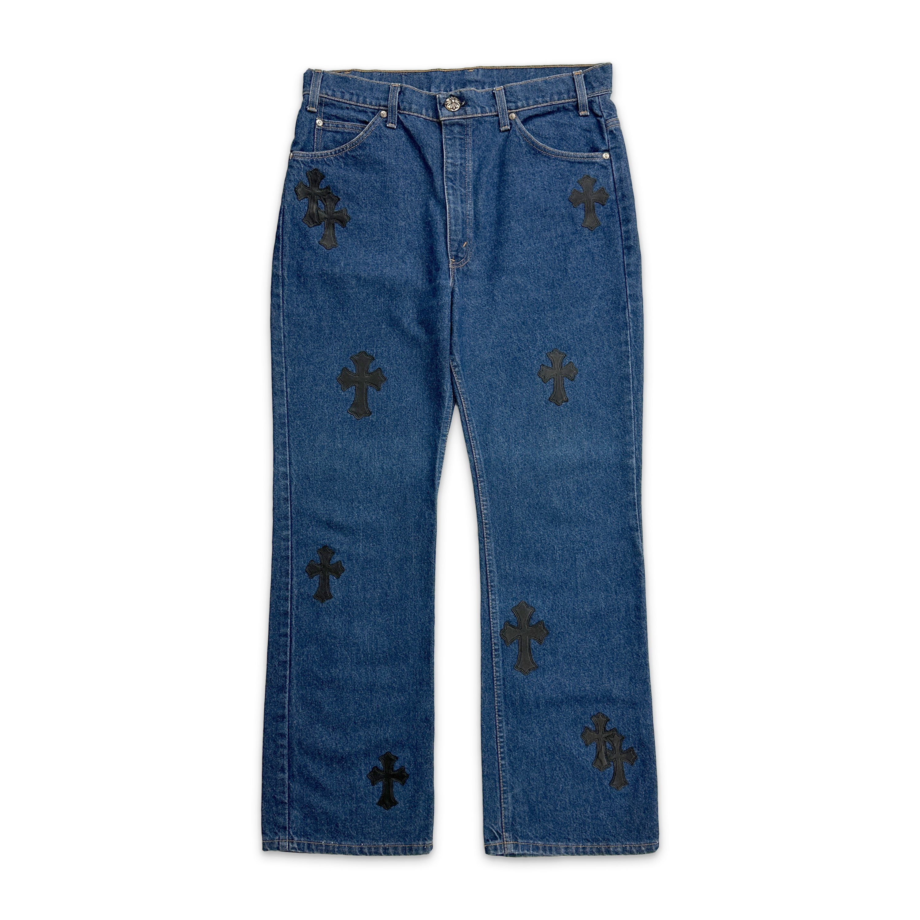 Chrome Hearts, Orange Tab Levi's 517 Indigo Denim "Black Crosses"