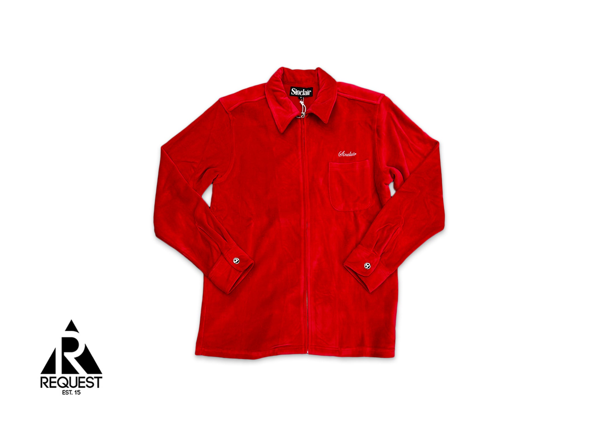 Sinclair Velour Zip Shirt "Red"