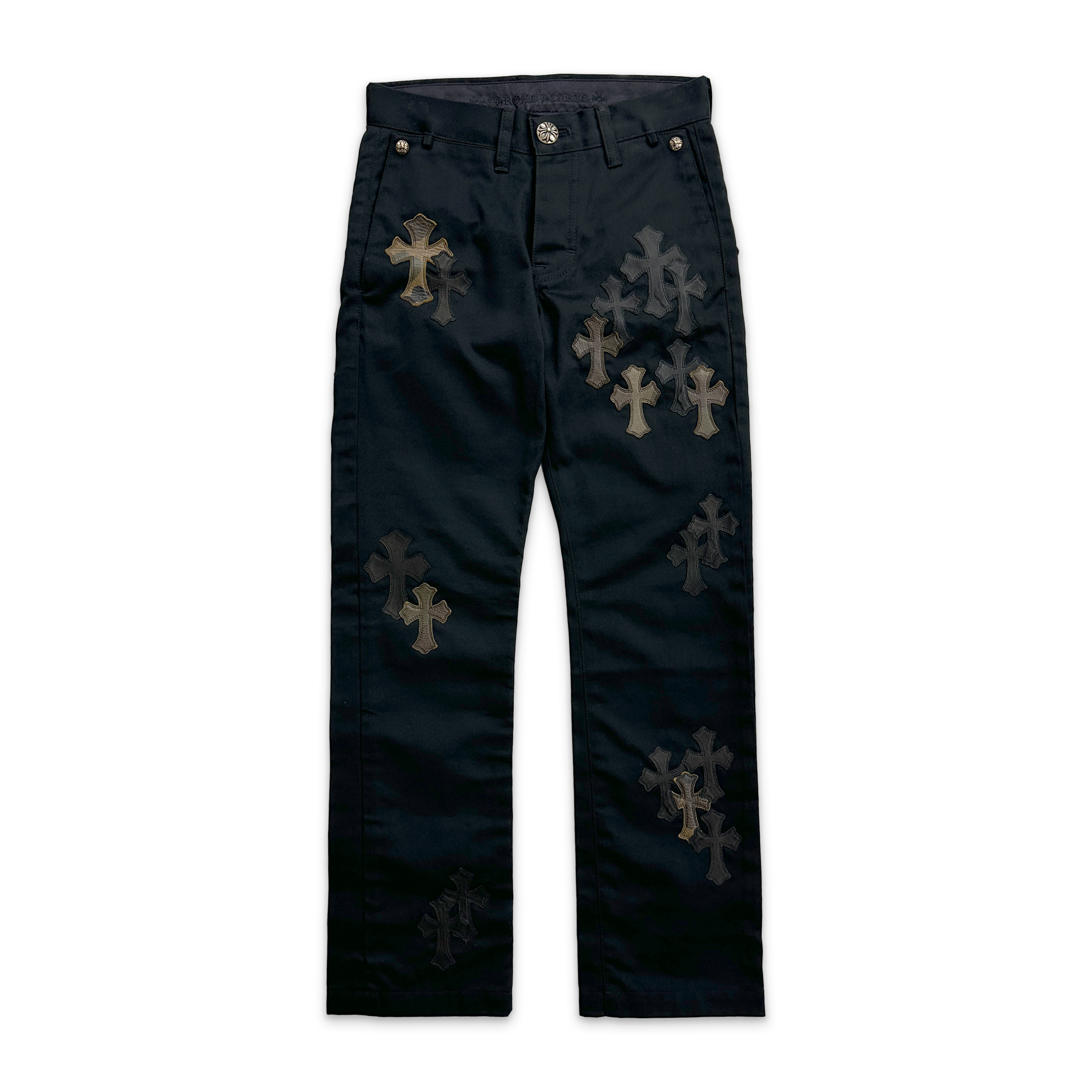 Chrome Hearts, Black Chino Pants "Black & Camouflage Crosses"