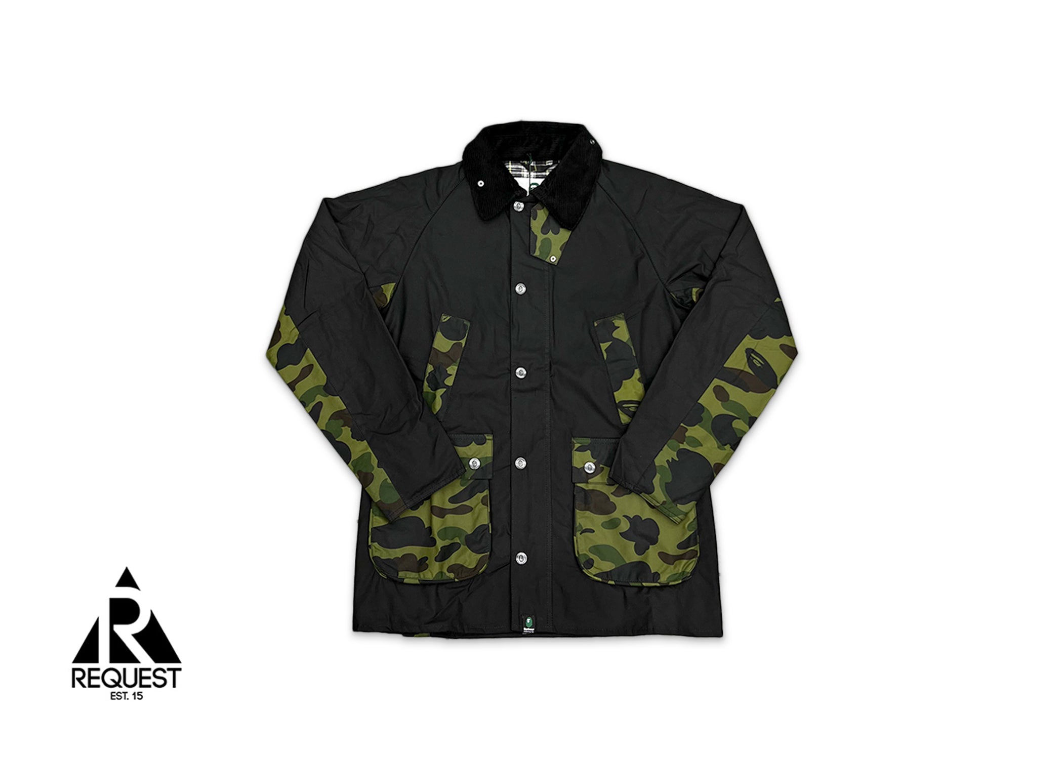 A Bathing Ape (BAPE), BAPE x Barbour 1st Camo Bedale Jacket "Black"