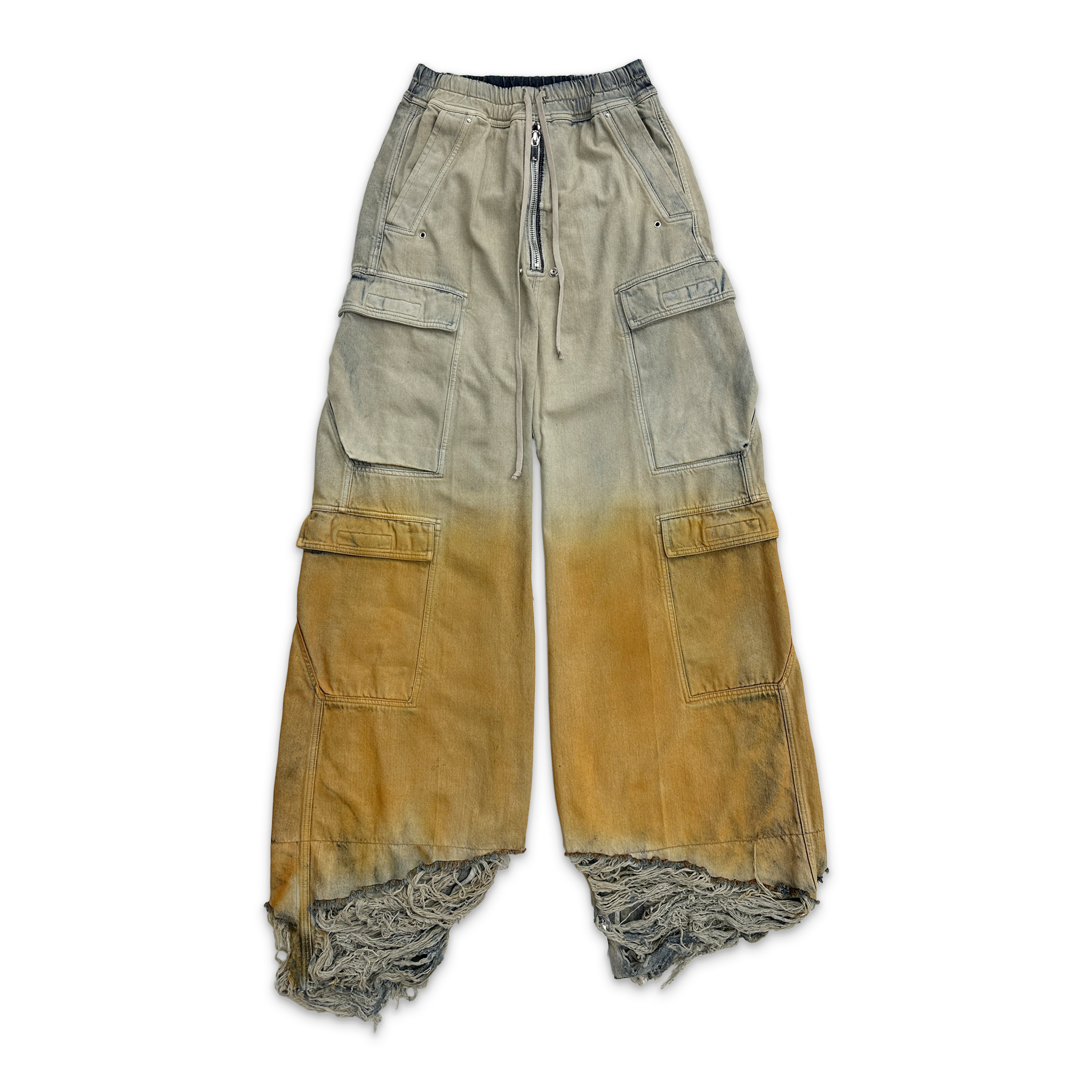 Rick Owens DRKSHDW, Denim Double Bela Cargo Jumbo Pants "Sky/Orange Degrade"