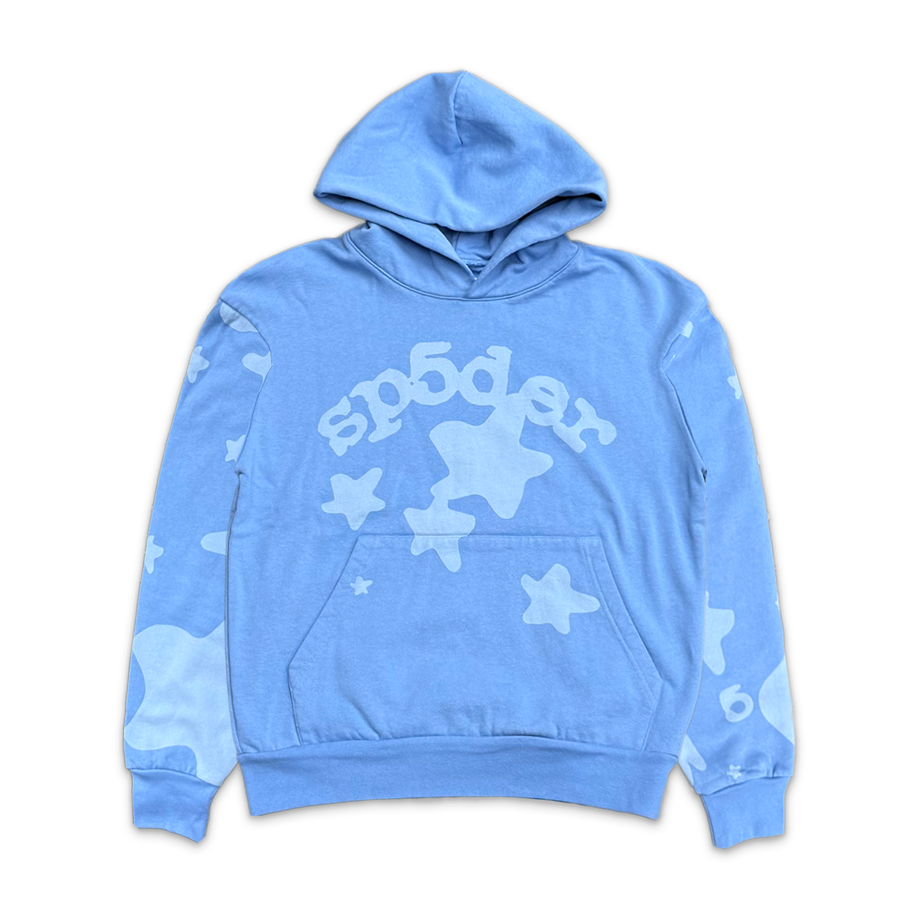Sp5der, Beluga Discharge Hoodie "Dusty Blue"