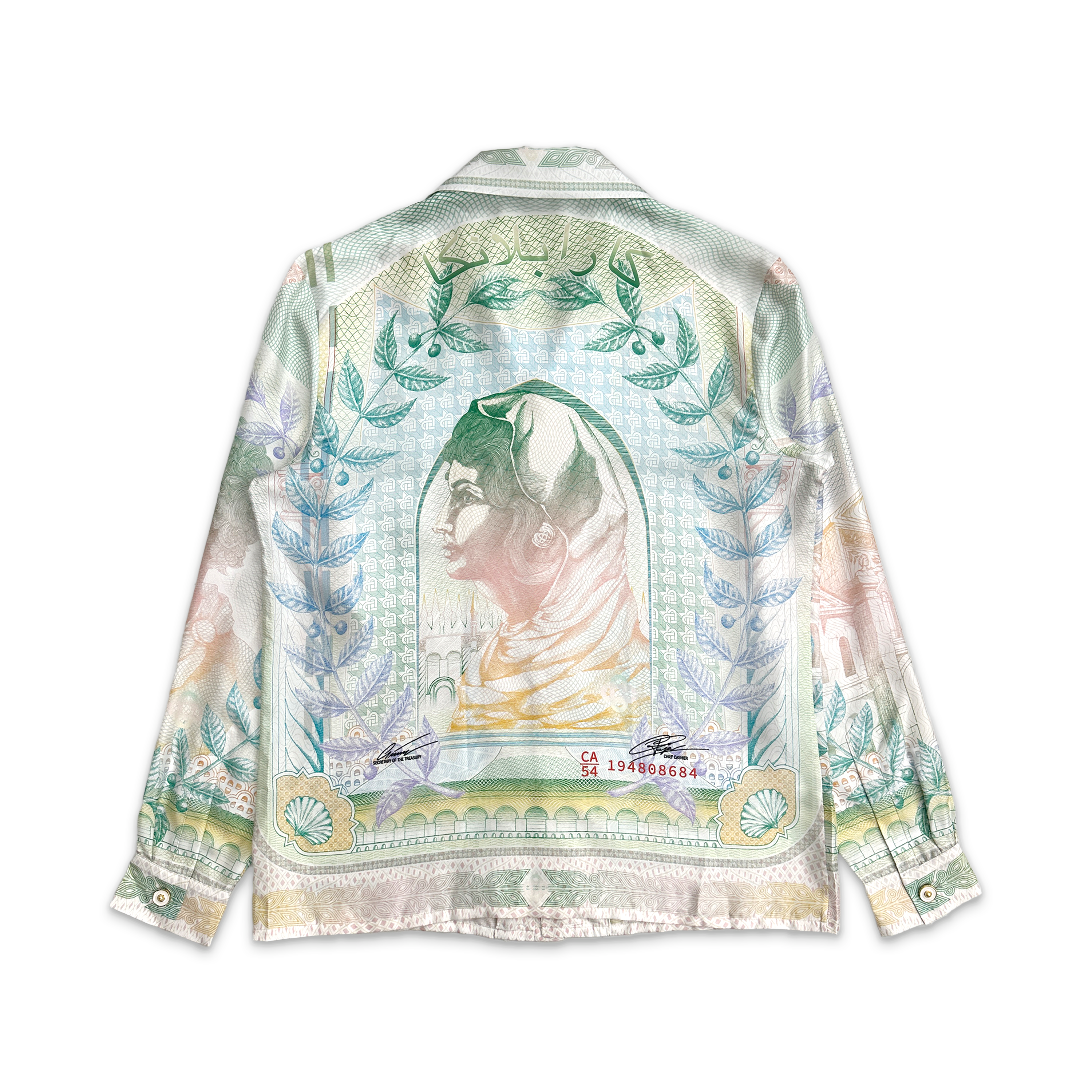 Silk Twill Cuban Collar L/S Button Up Shirt "La Monnaie"