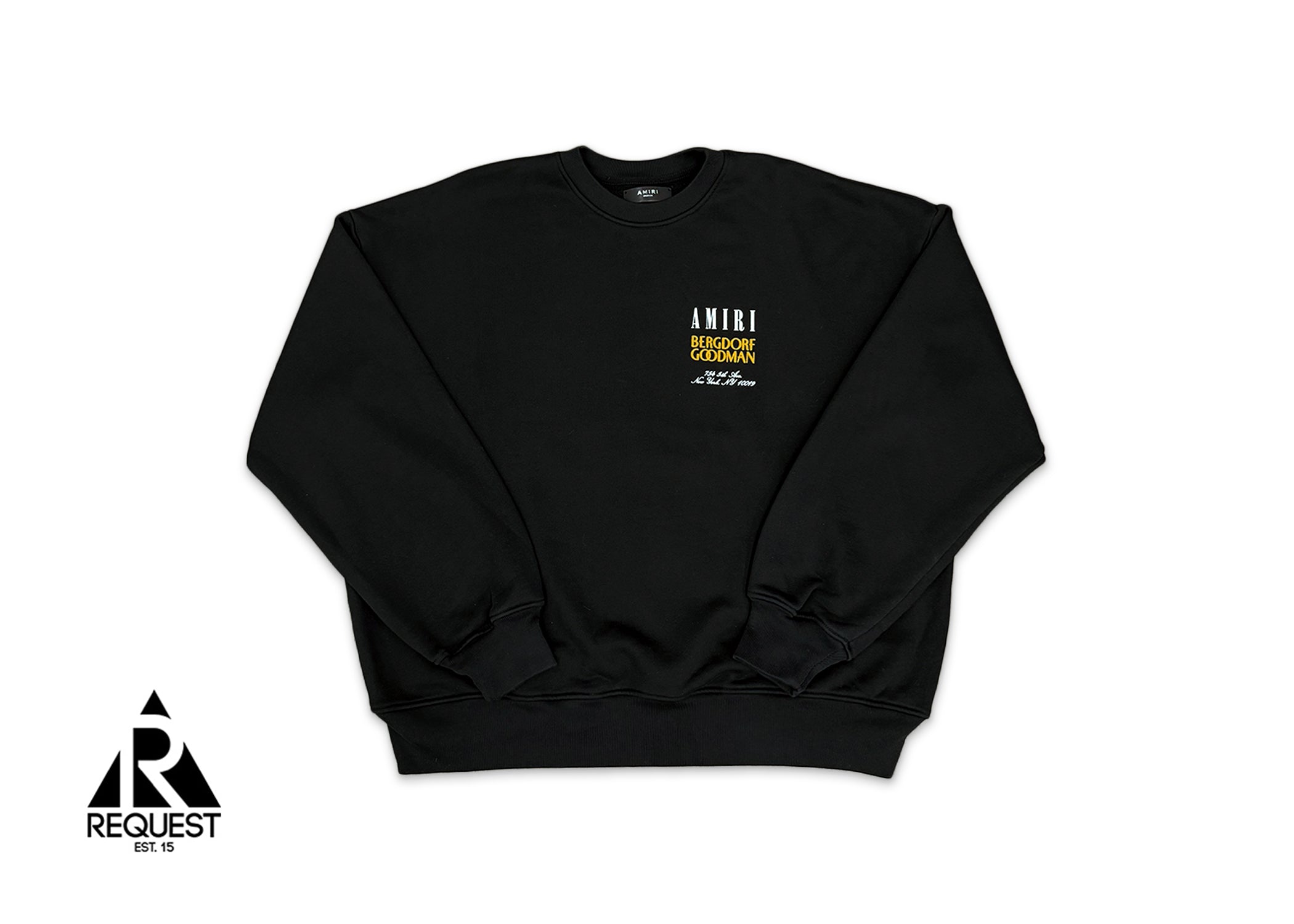 Amiri, Bergdorf Goodman Logo Crewneck Sweatshirt "Black"