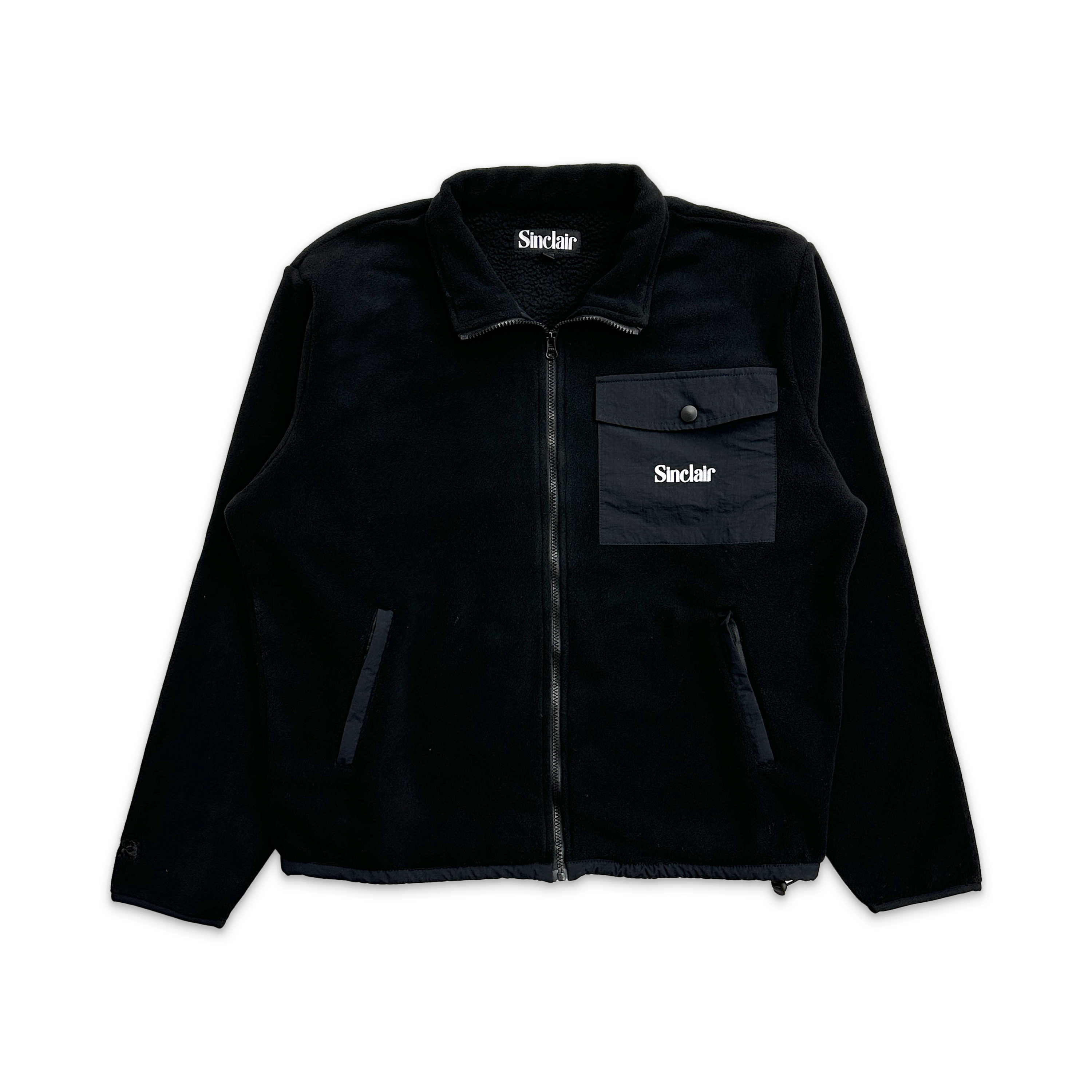 Sinclair, Cargo Pocket Fleece Zip Up Jacket "Black"